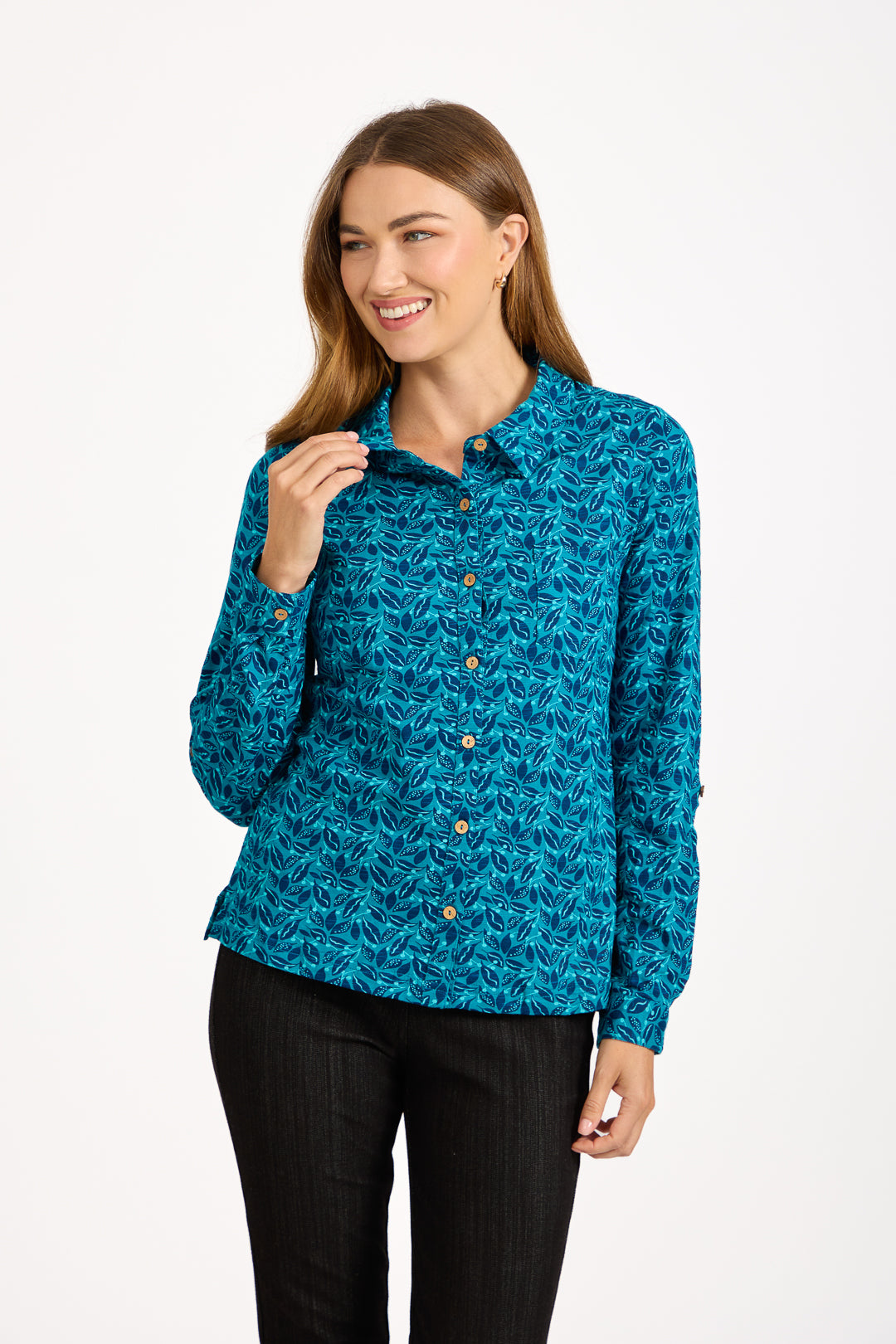 Leaf Print Cotton Shirt