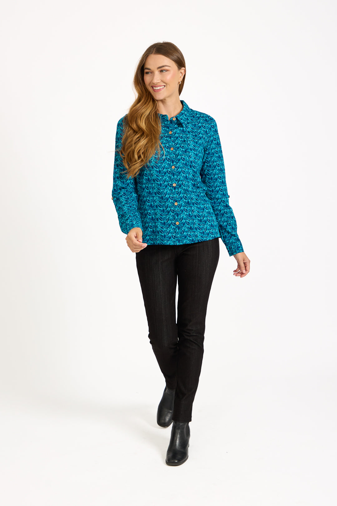 Leaf Print Cotton Shirt