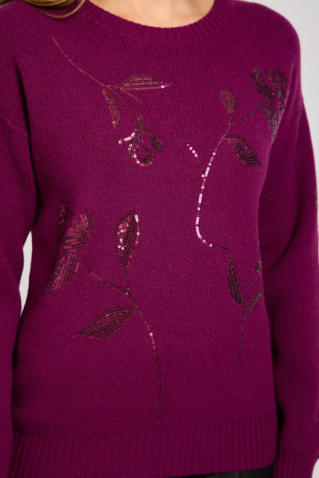 Flower Sequin Embellished Jumper