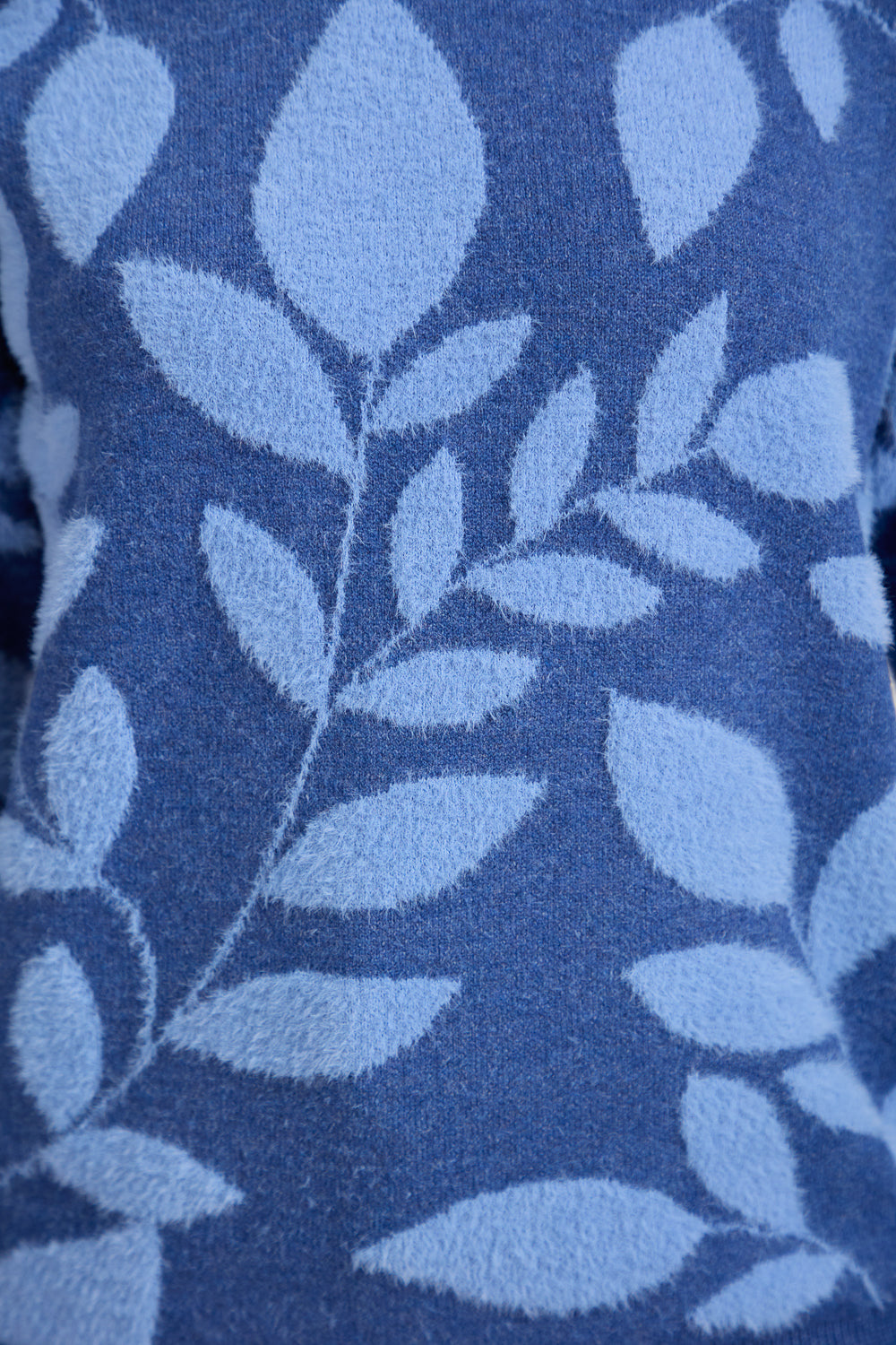 Leaf Print Fluffy Yarn Jumper