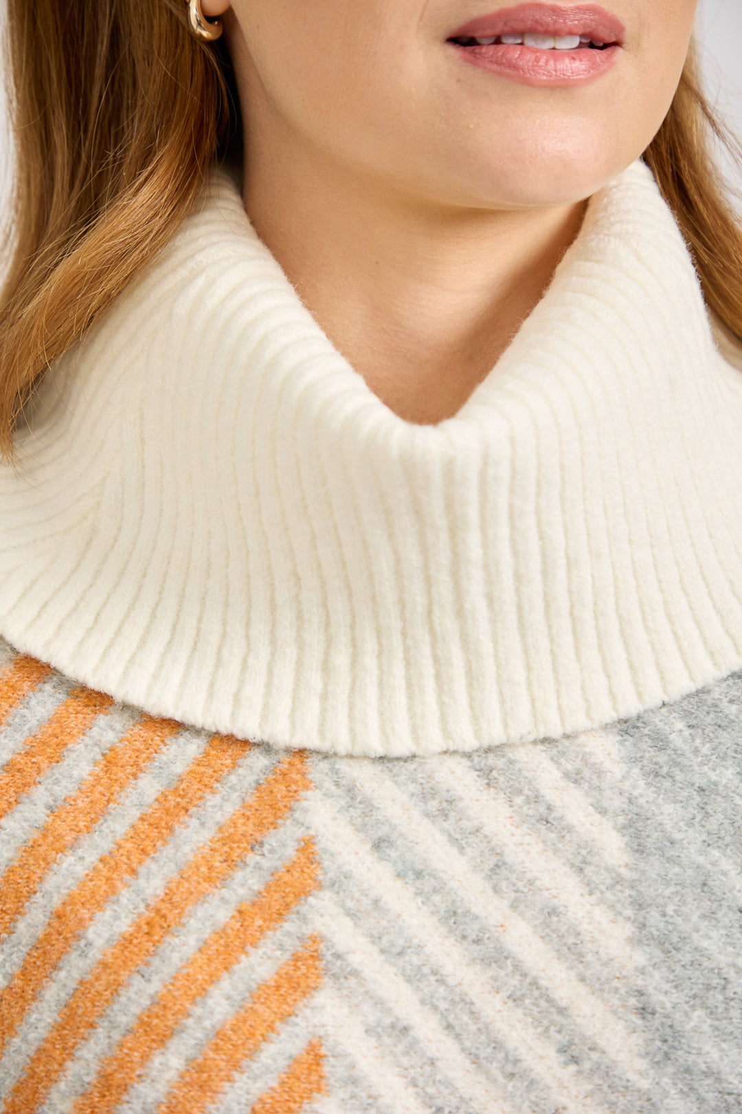 Chevron Print Cowl Neck Jumper