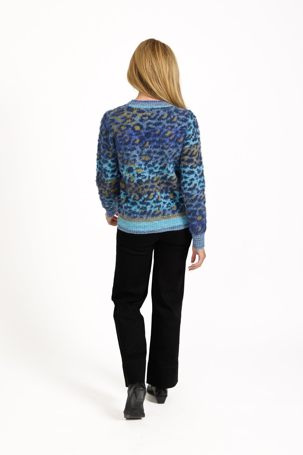 Fluffy Leopard Print Knit Cardigan