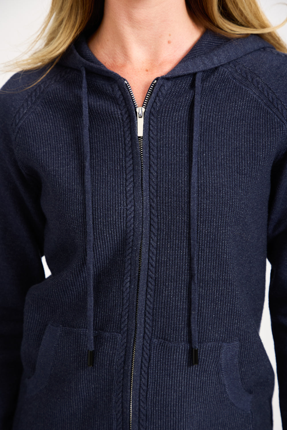 Cable-Knit Zip Hooded Cardigan