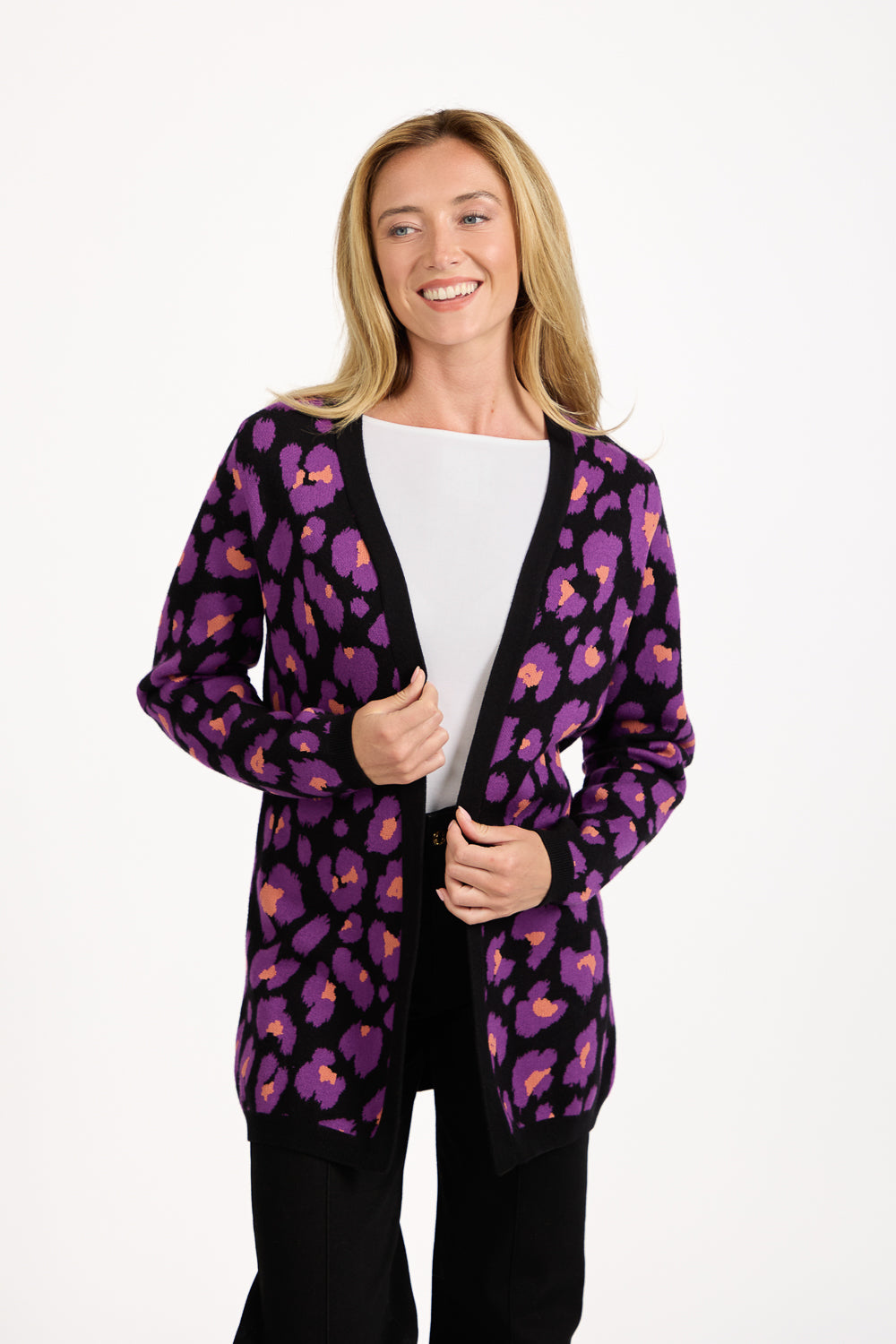 Jacquard Leopard Print Knit Cardigan