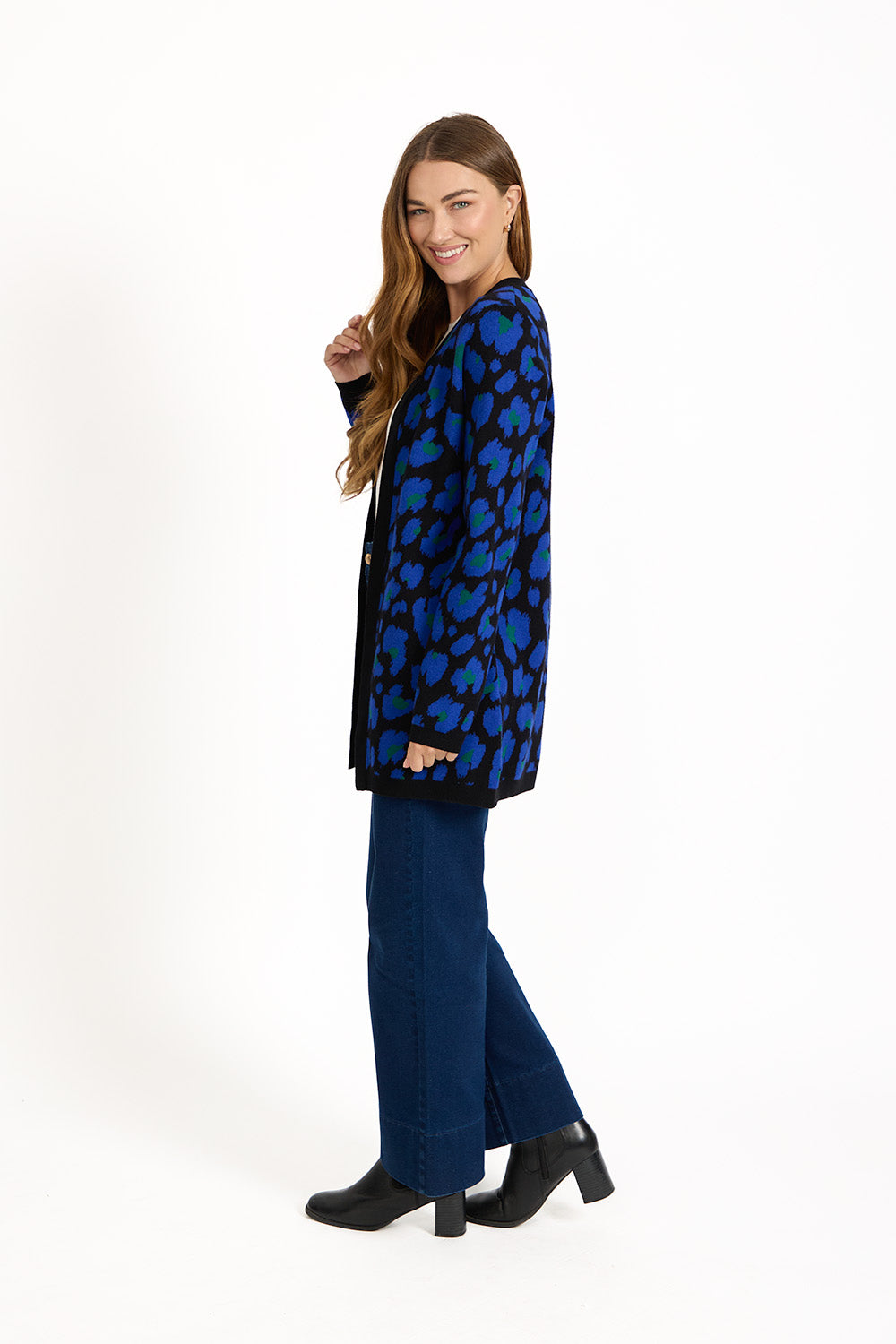 Jacquard Leopard Print Knit Cardigan