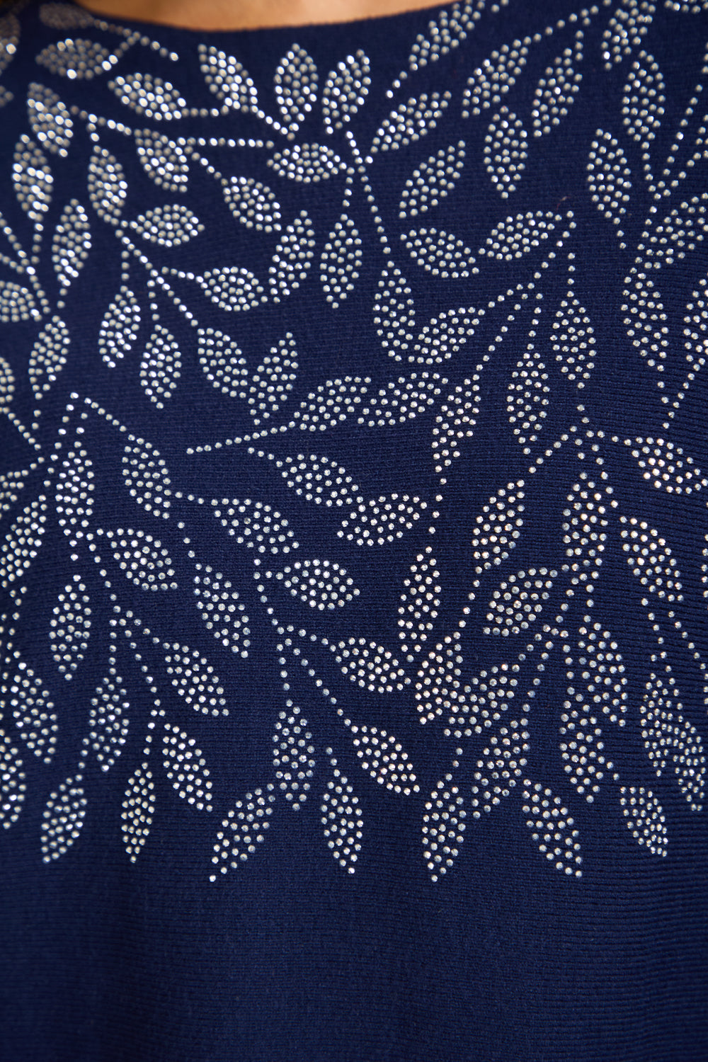 Leaf Diamanté Embellished Batwing Jumper