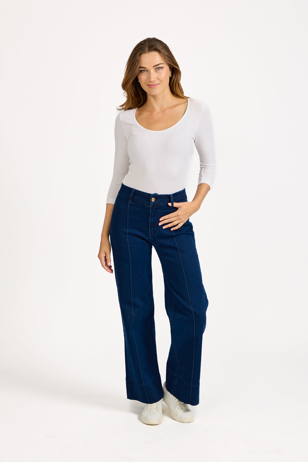 Denim Wash Wide Leg Jeans