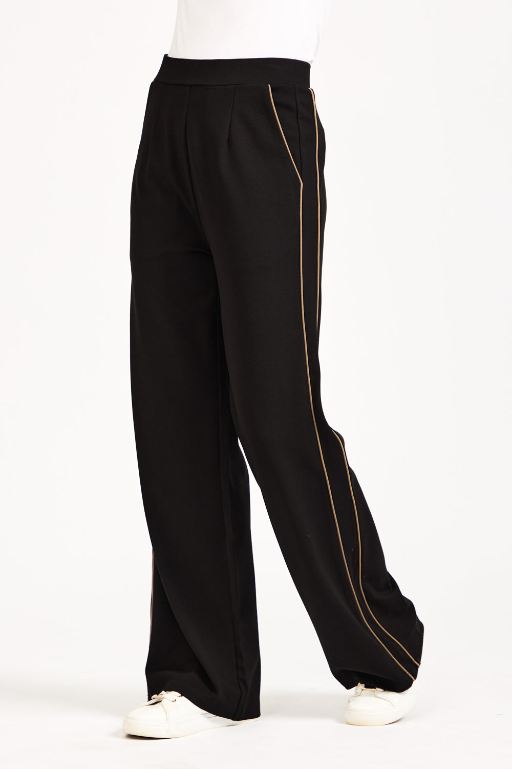 Wide Leg Piped Seam Trousers