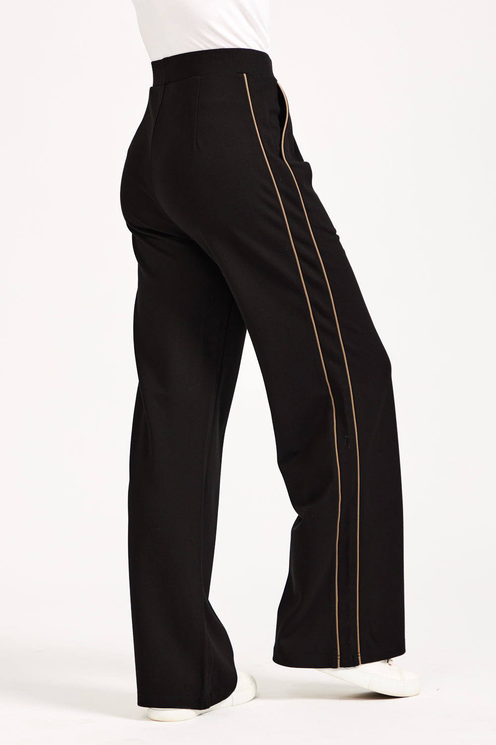 Wide Leg Piped Seam Trousers