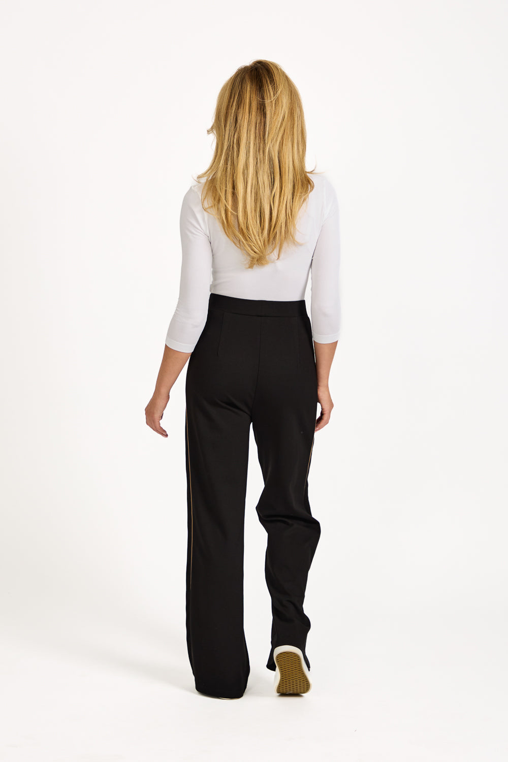 Wide Leg Piped Seam Trousers