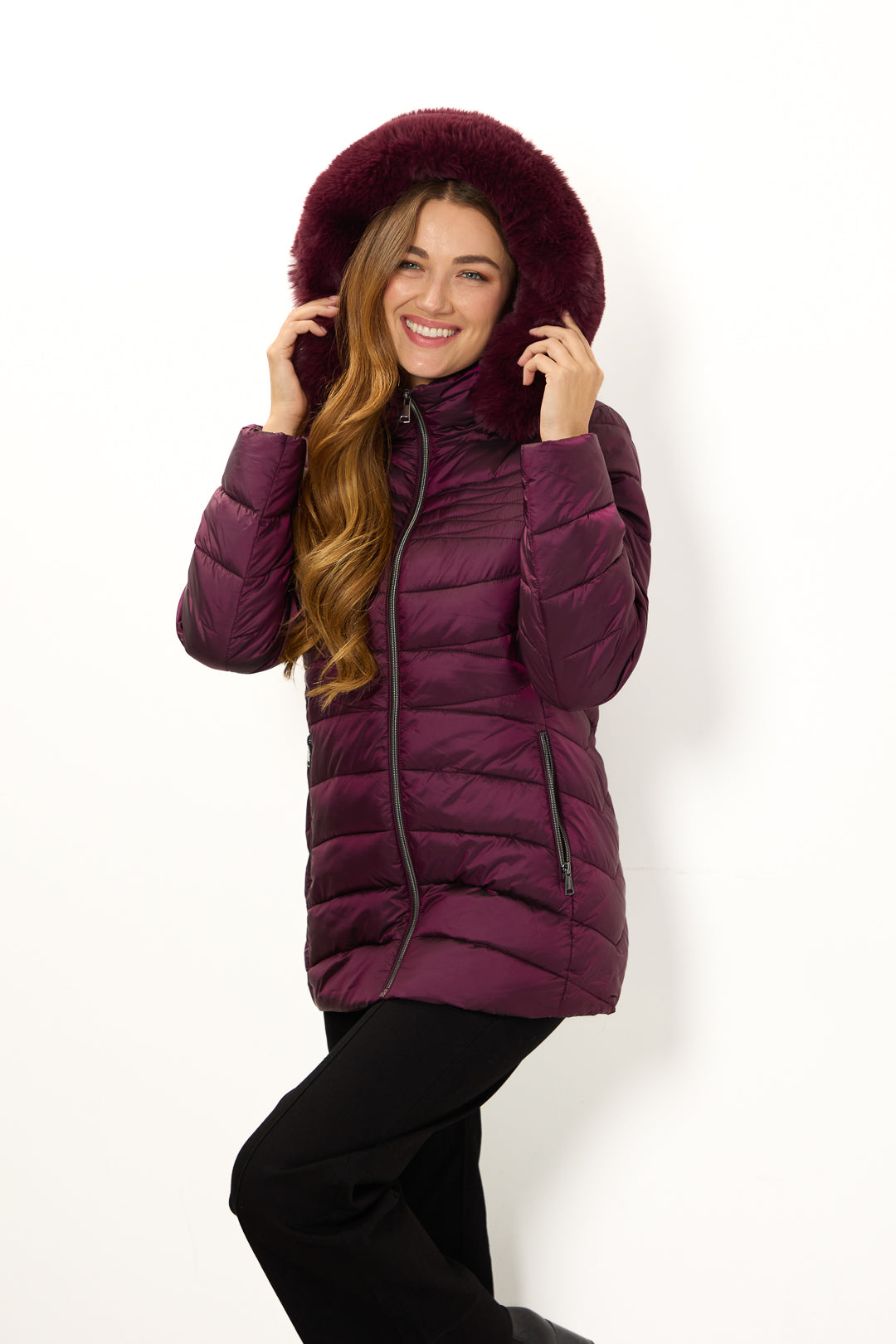 Quilted Jacket With Detachable Fur Hood