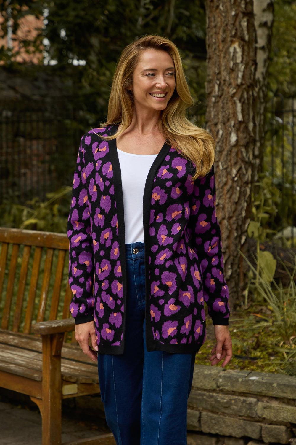 Jacquard Leopard Print Knit Cardigan