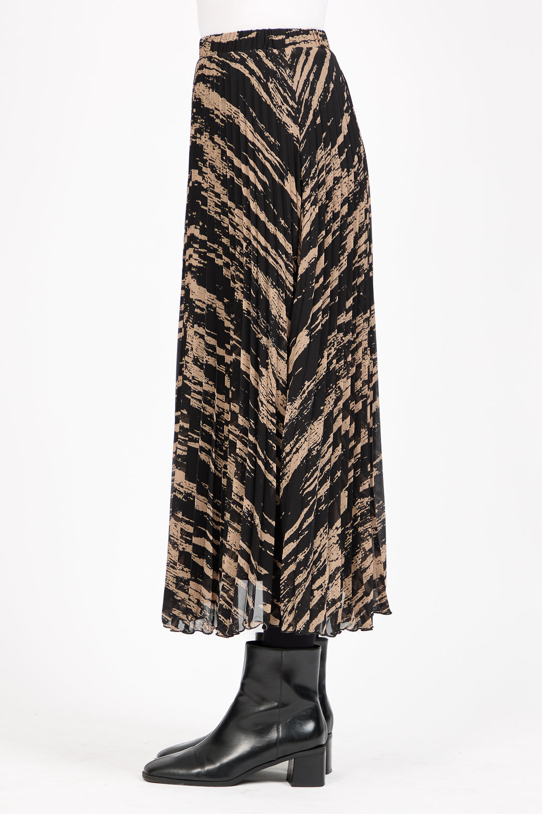 Printed Pleated Midi Skirt