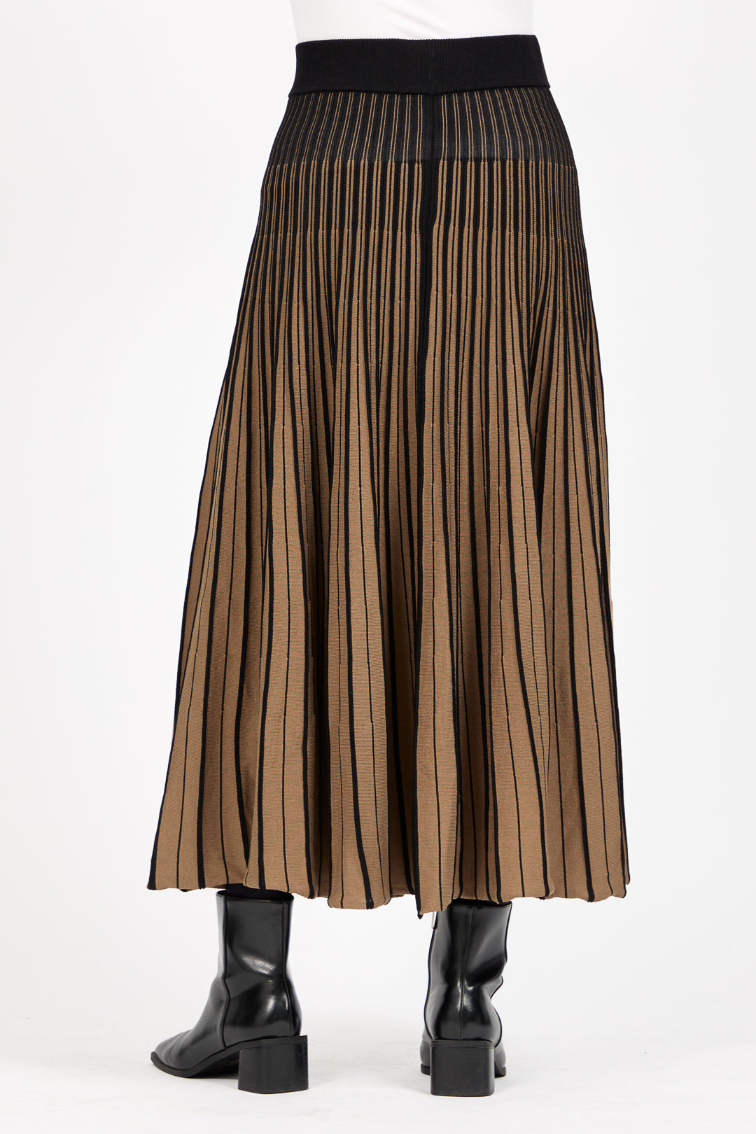 Stripe Knitted Pleated Skirt