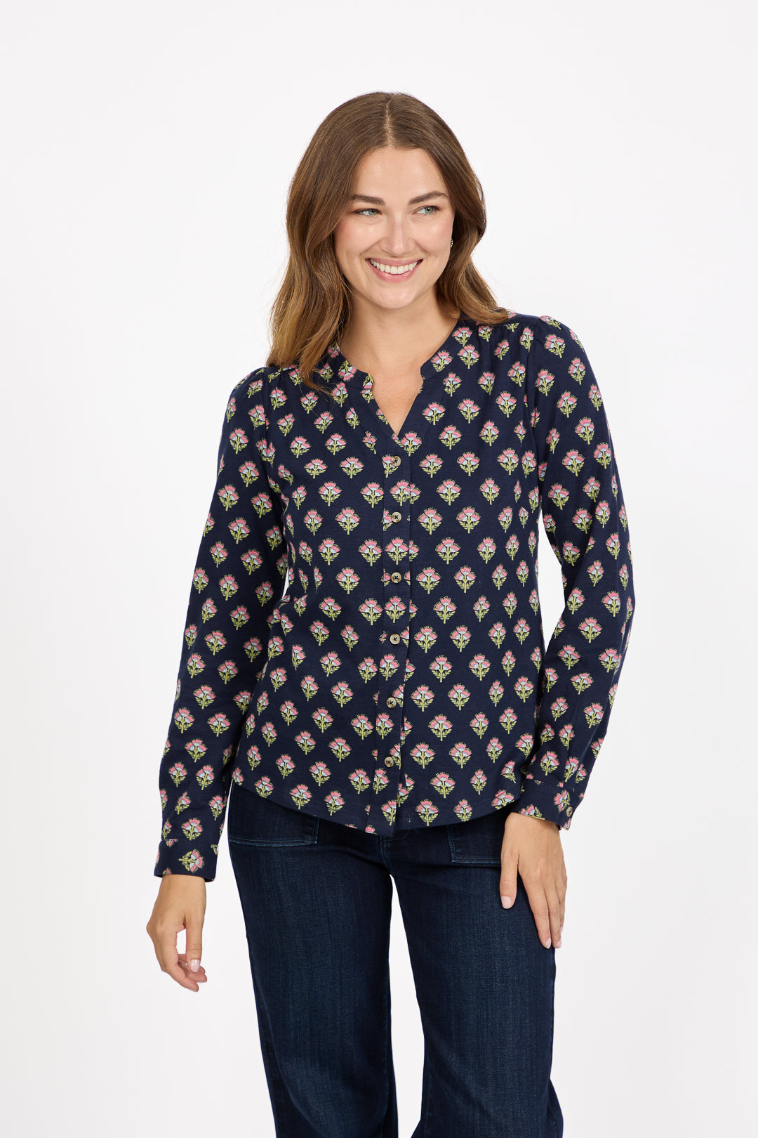 Leaf Print Cotton Shirt