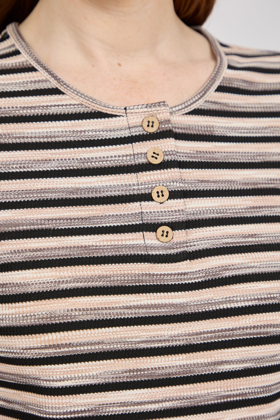 Space Dye Ribbed Jersey Button-Up Top