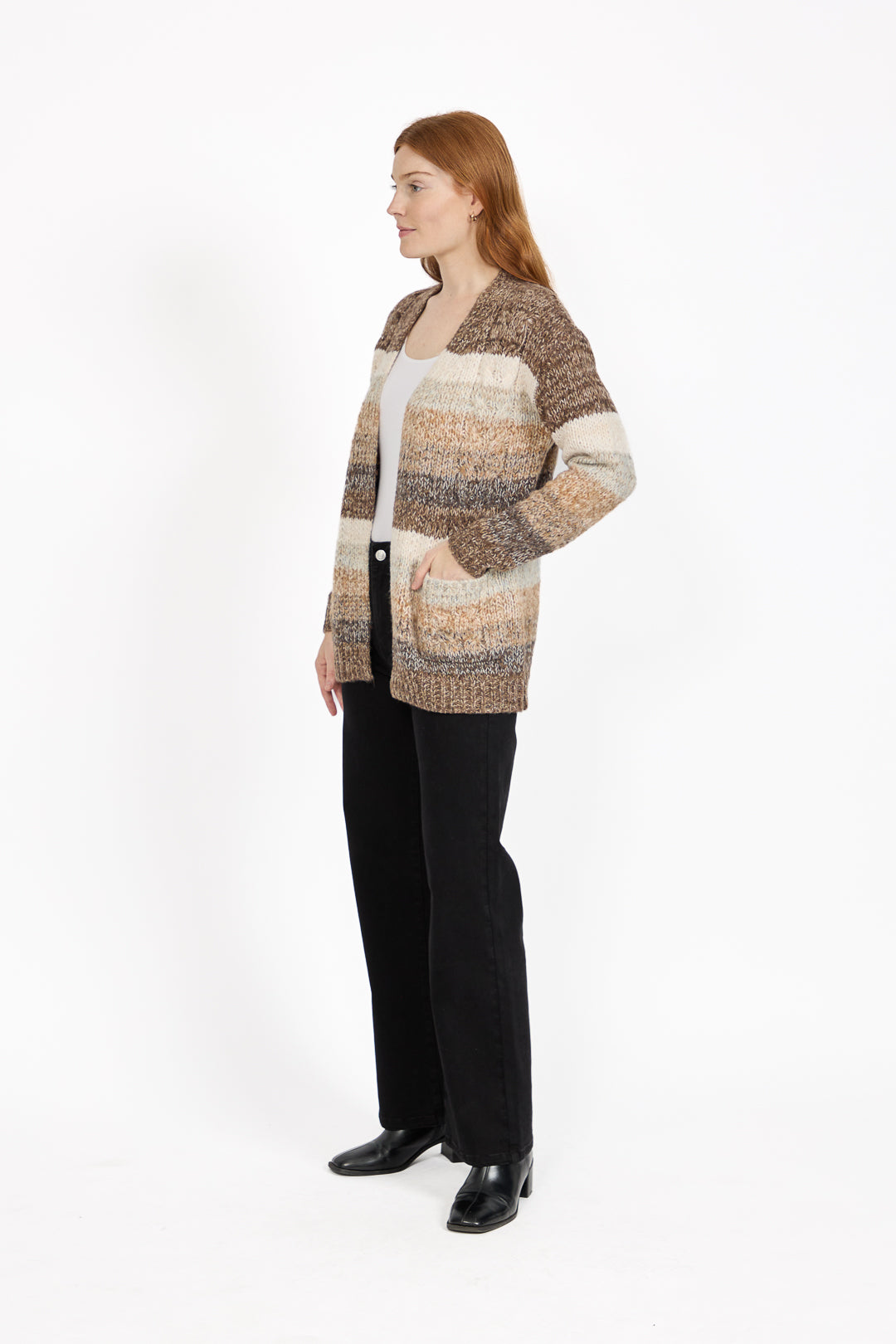 Cable-Knit Stripe Cardigan