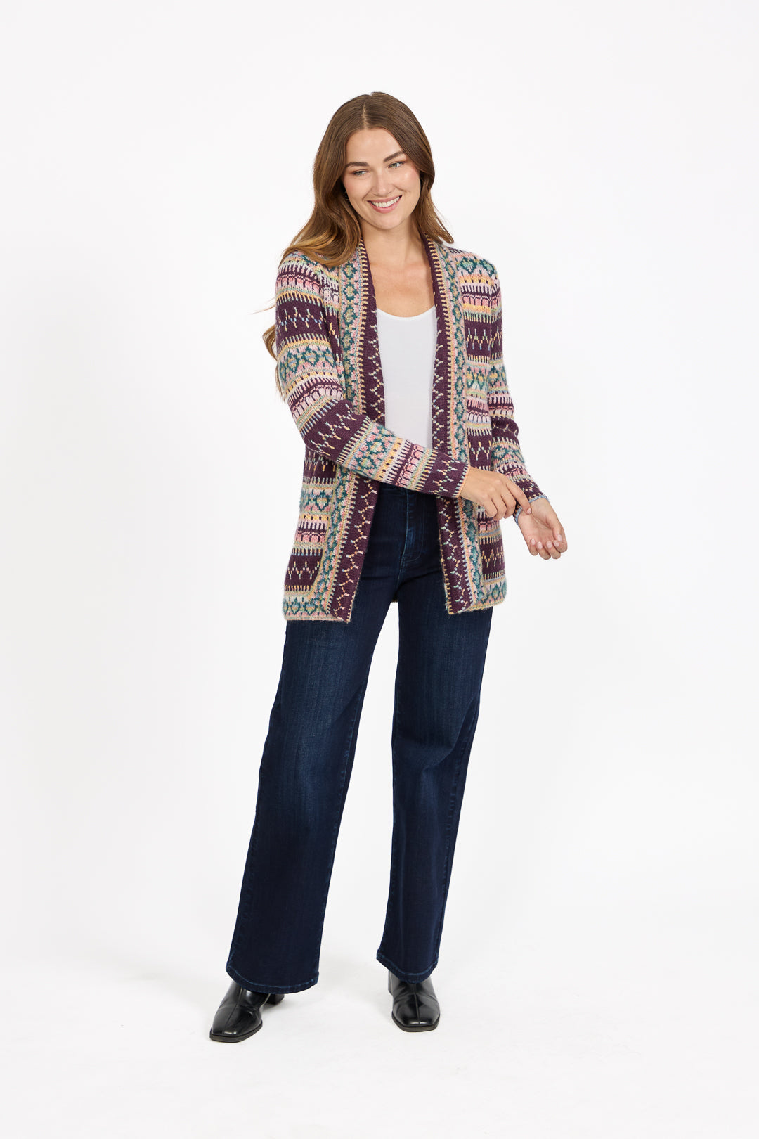 Fair Isle Longline Knit Cardigan