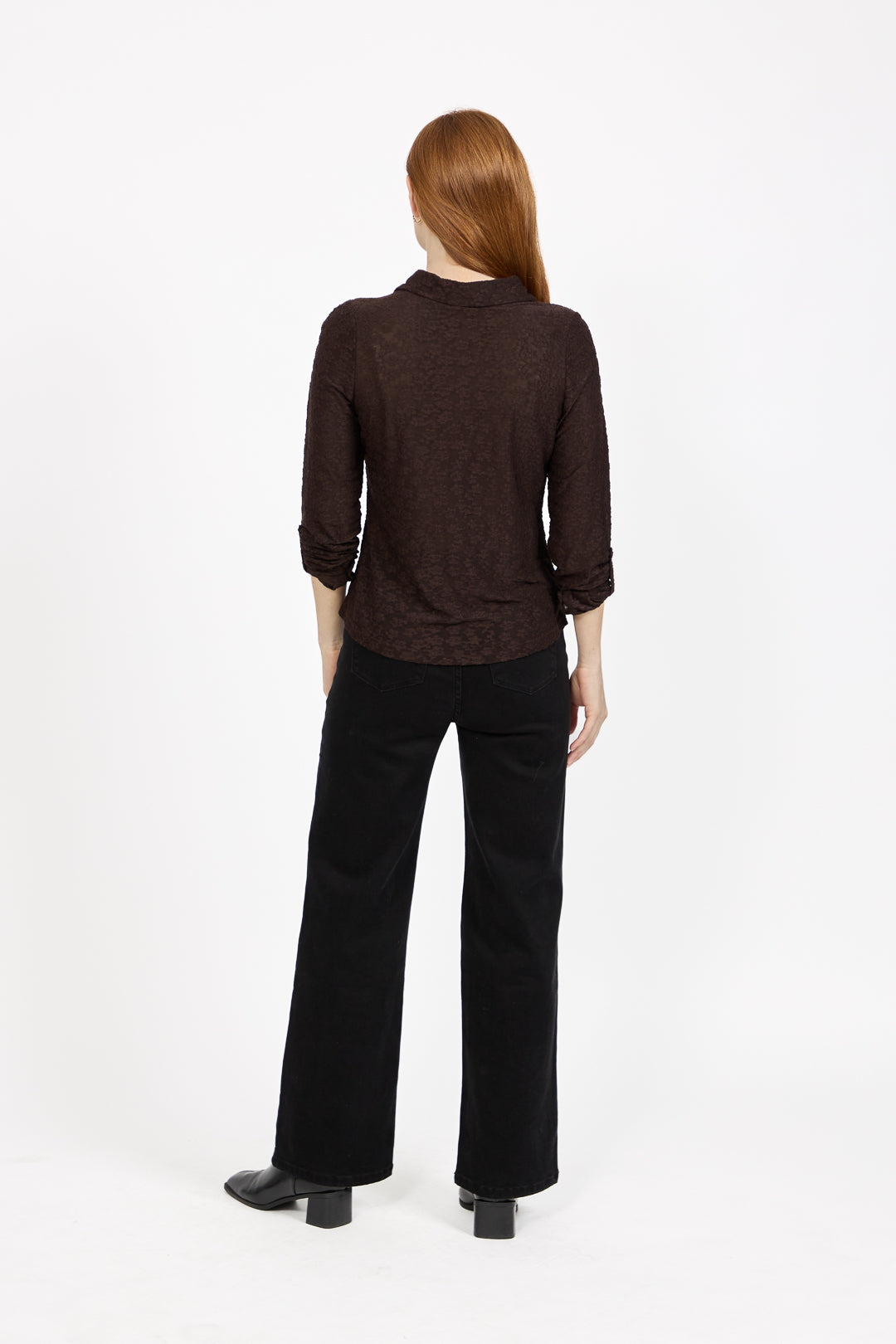 Floral Lace Full-Sleeve Stretch Shirt Blouse
