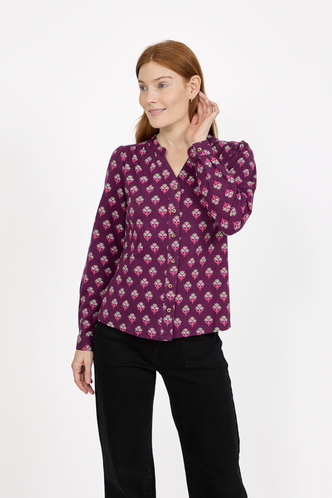 Leaf Print Cotton Shirt