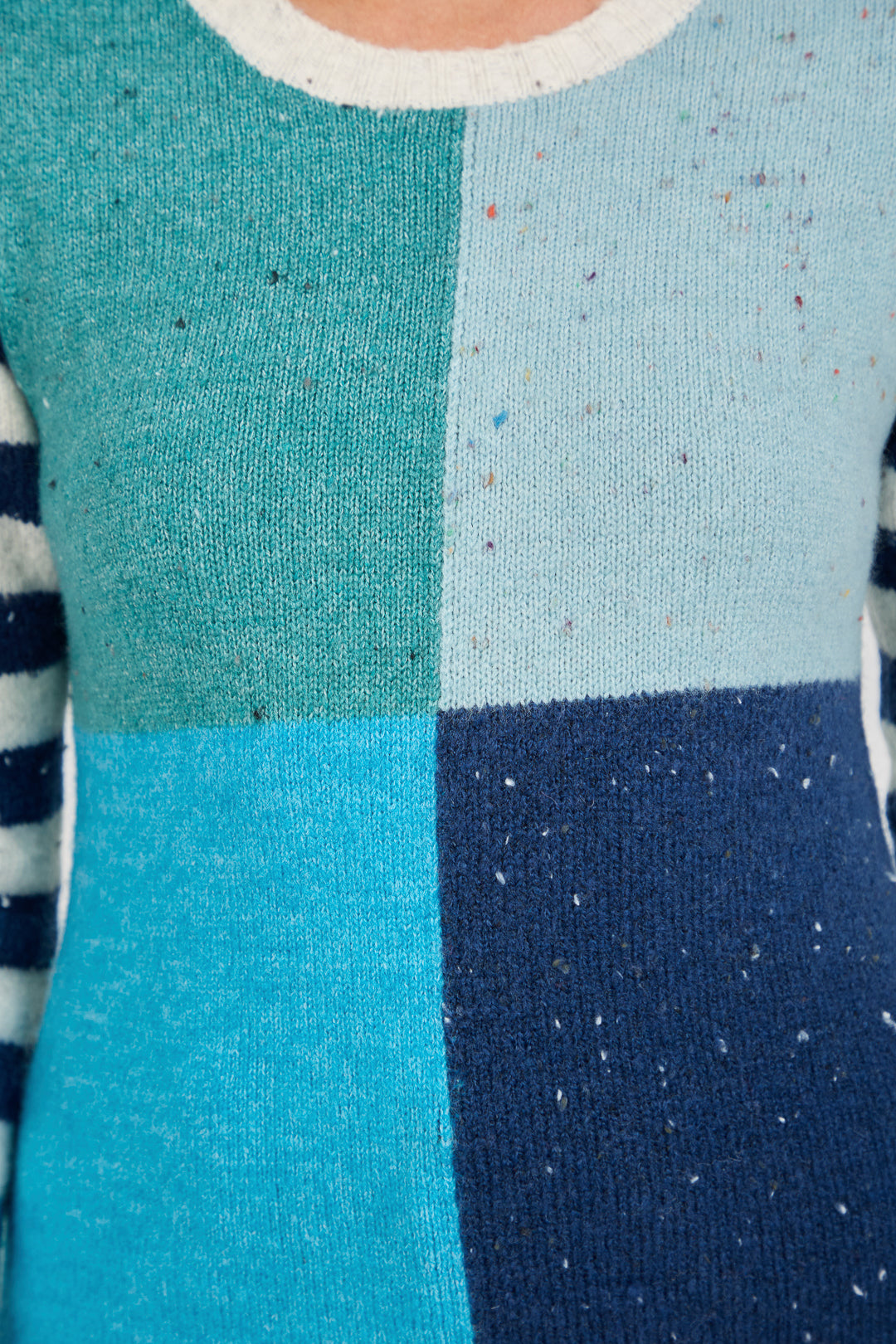Colour Block Stripe Speckled Knit Jumper