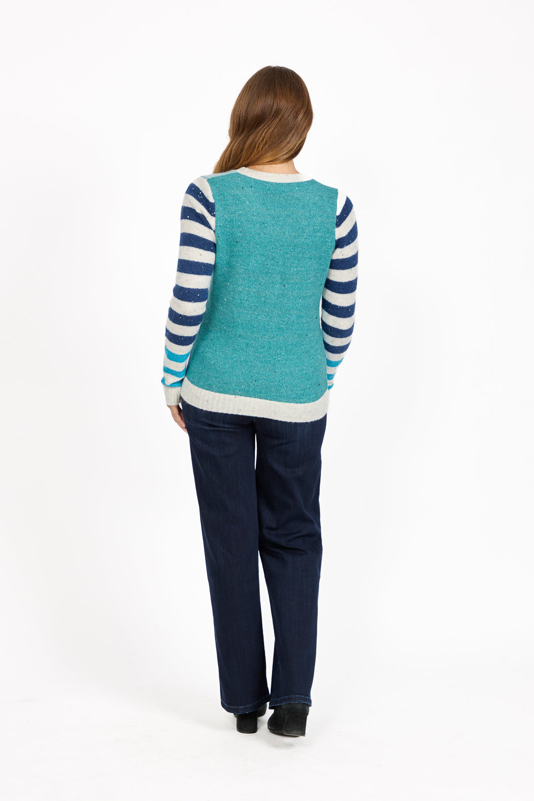 Colour Block Stripe Speckled Knit Jumper