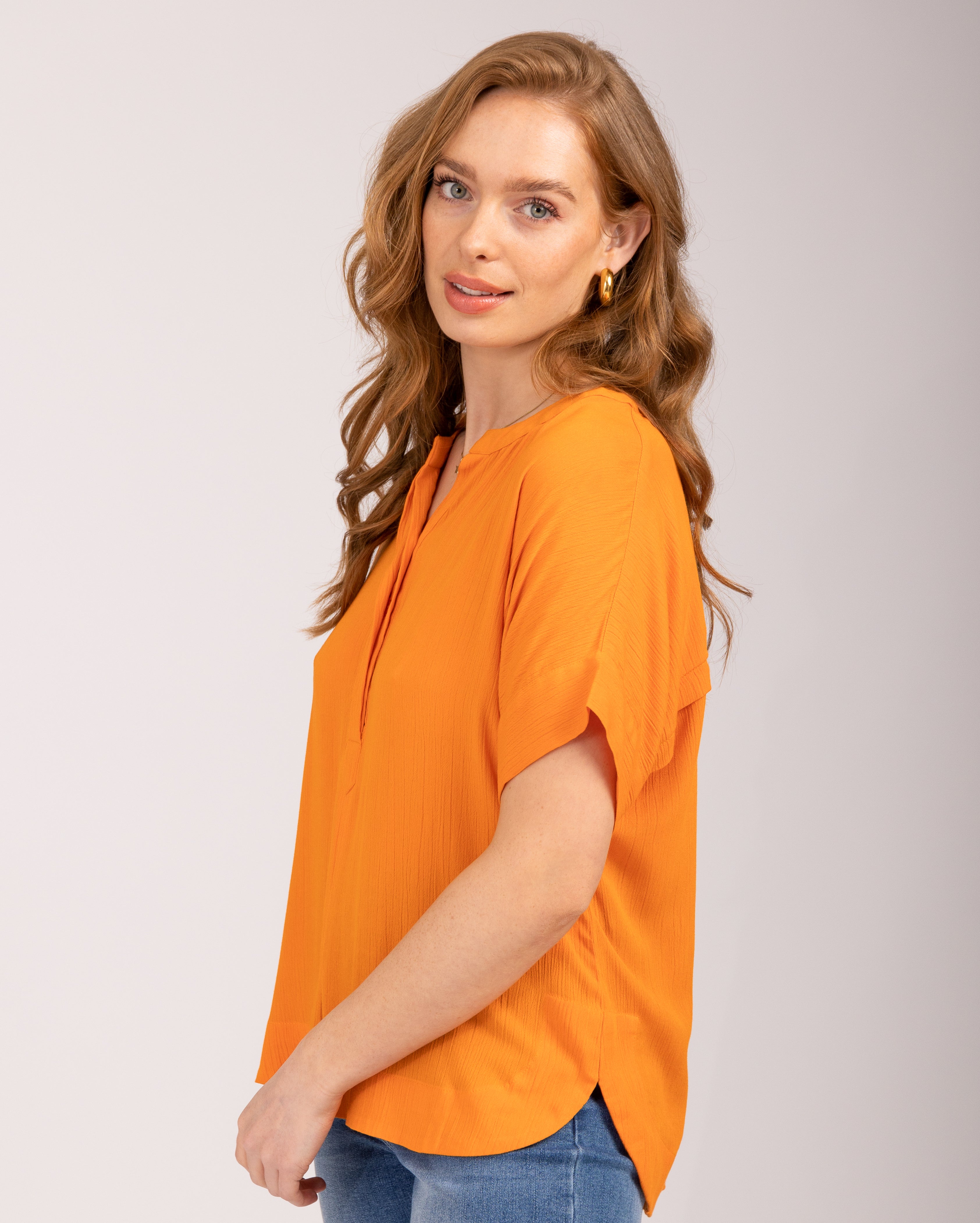 V-Neck Button Blouse