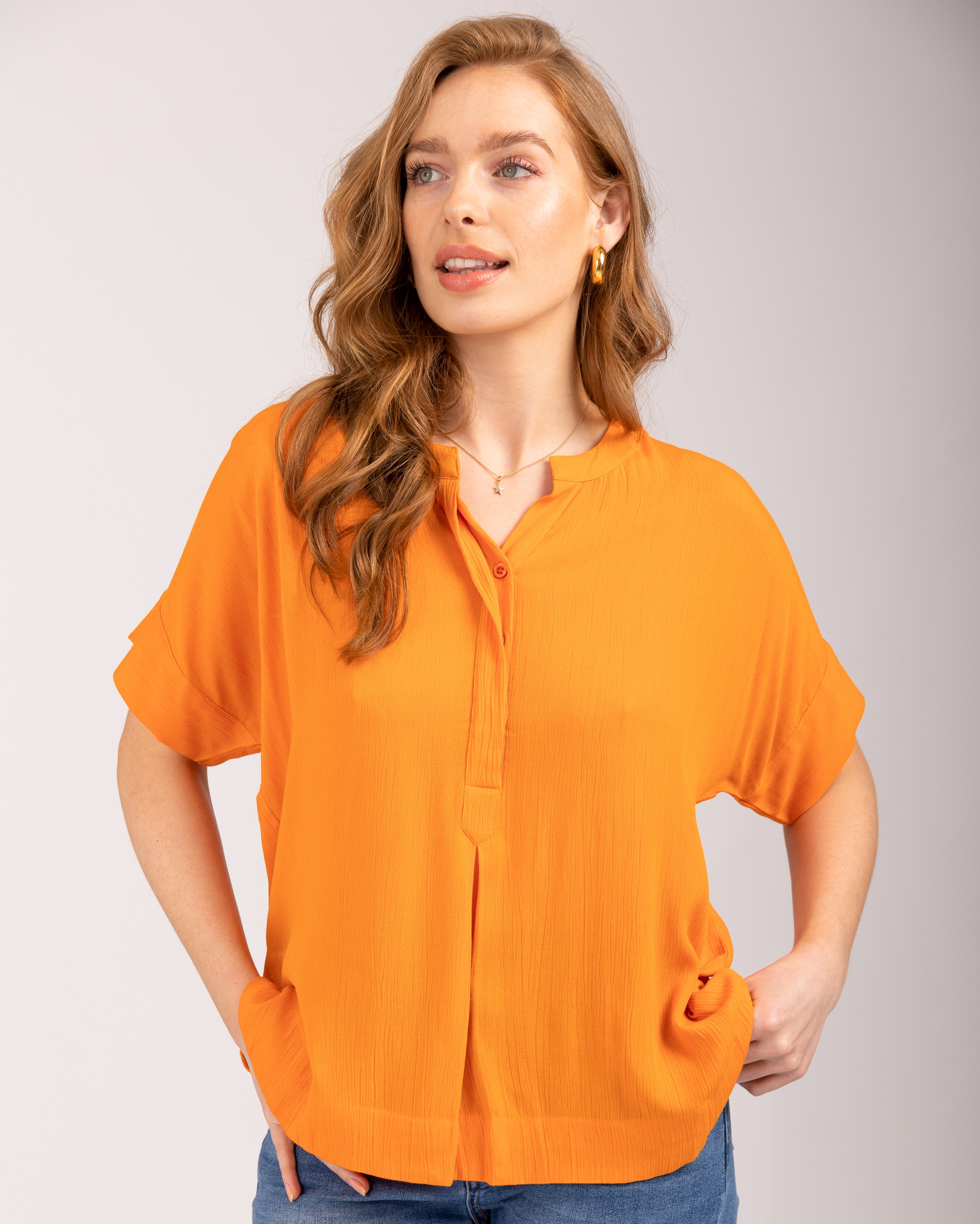 V-Neck Button Blouse