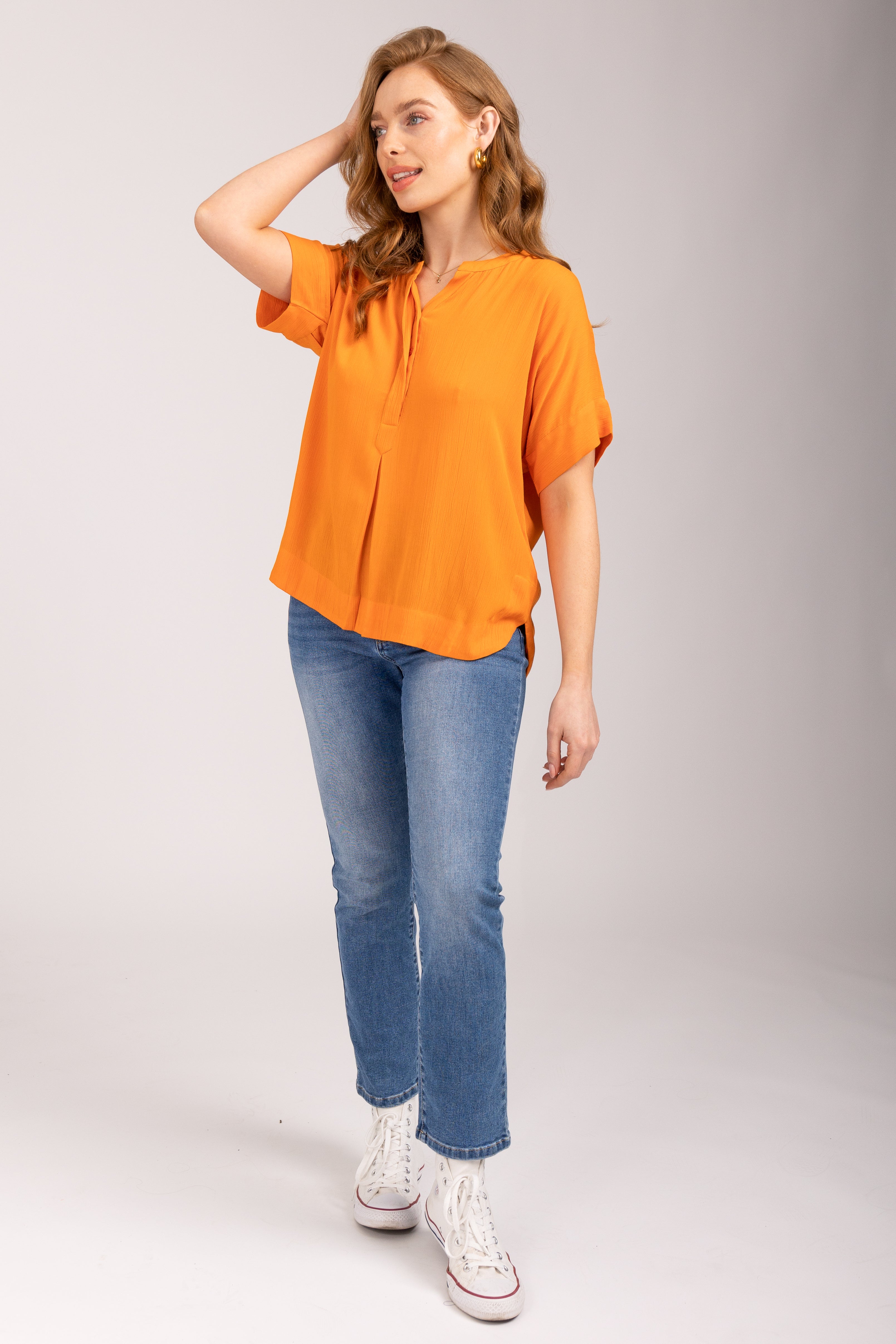V-Neck Button Blouse