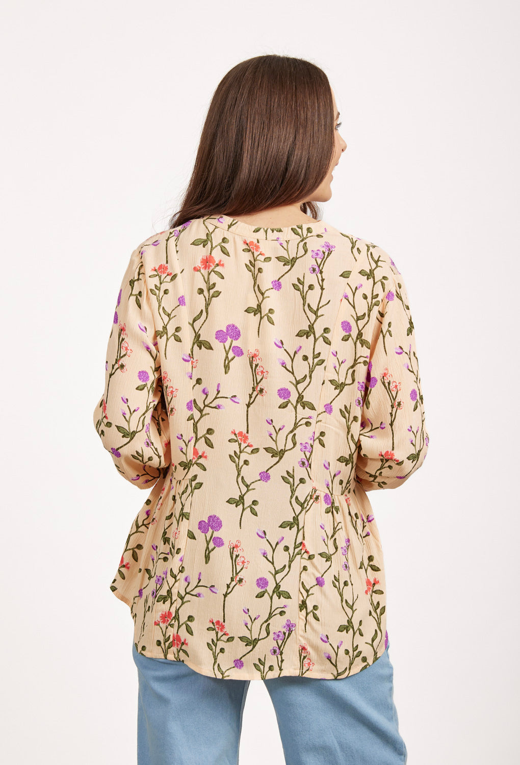 Floral Layered Pintuck Top