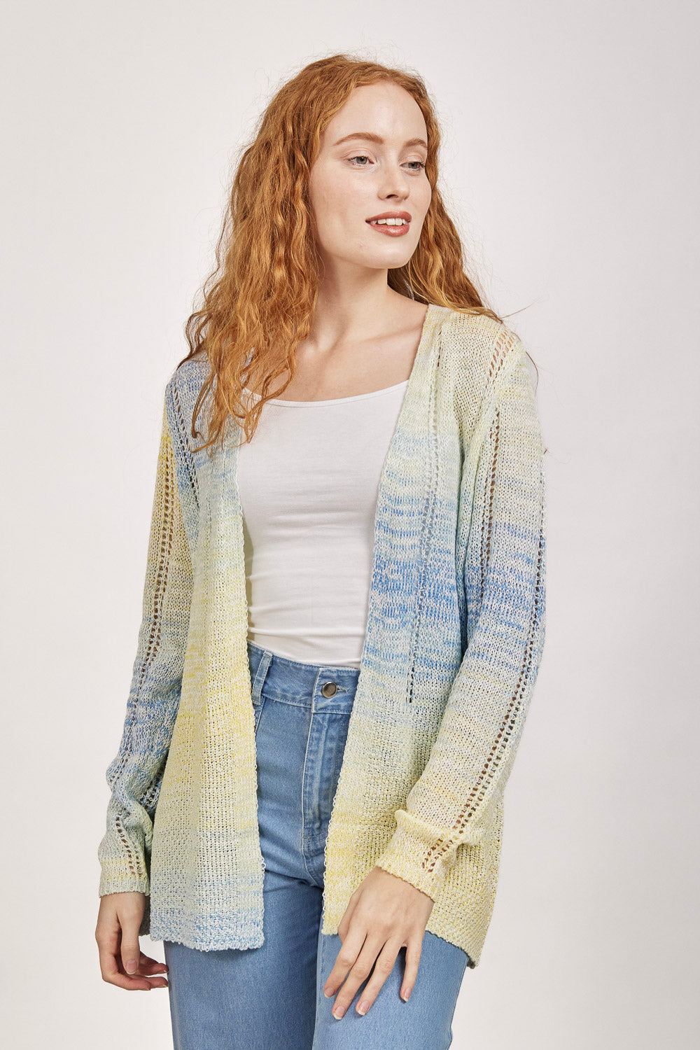 Space Dye Pointelle Cardigan
