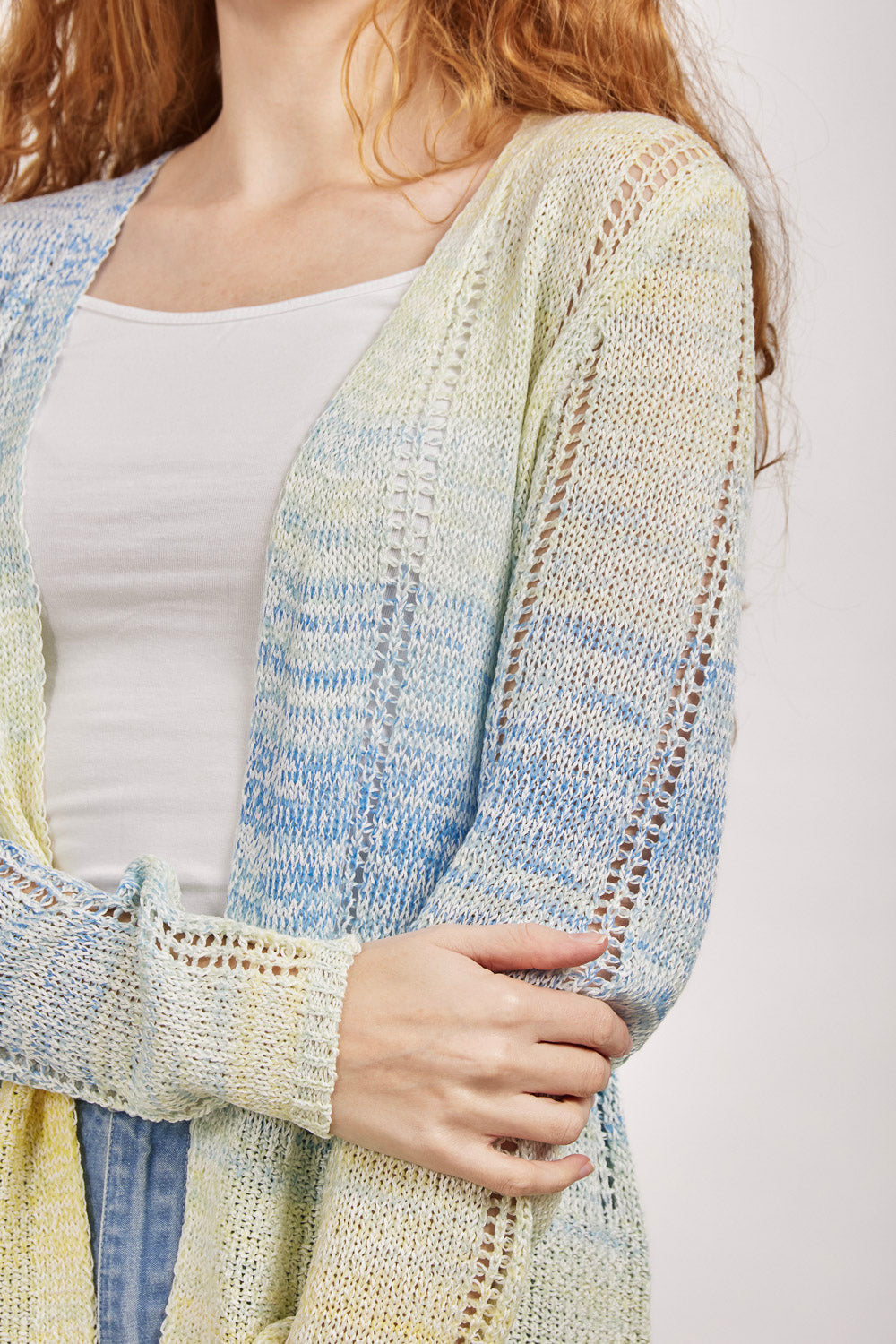 Space Dye Pointelle Cardigan