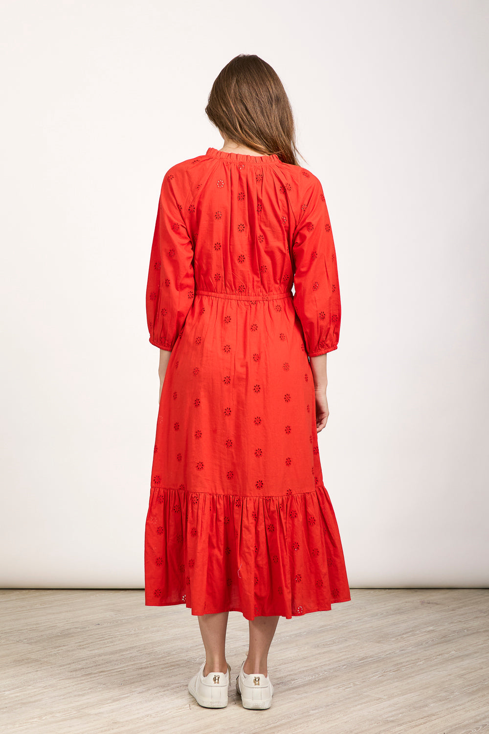 Broderie Tie Neck Dress