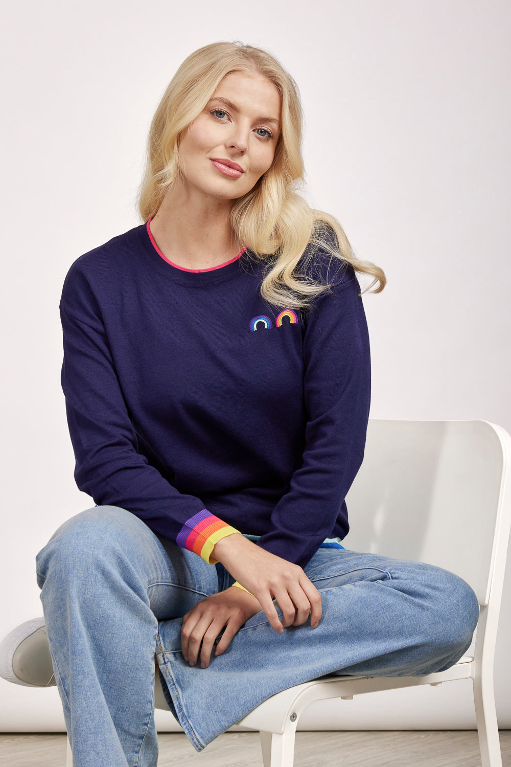 Rainbow Drop Shoulder Jumper