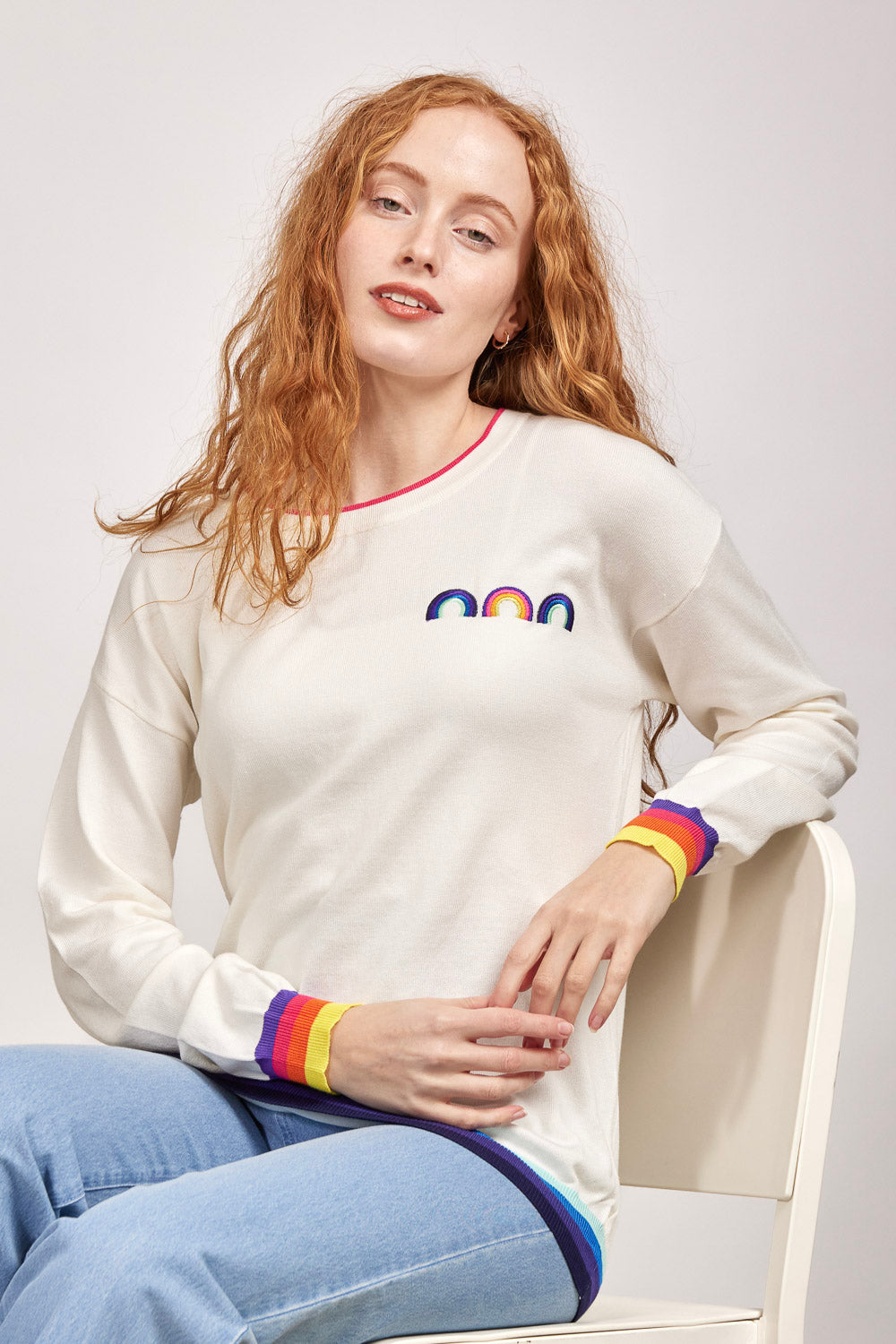Rainbow Drop Shoulder Jumper