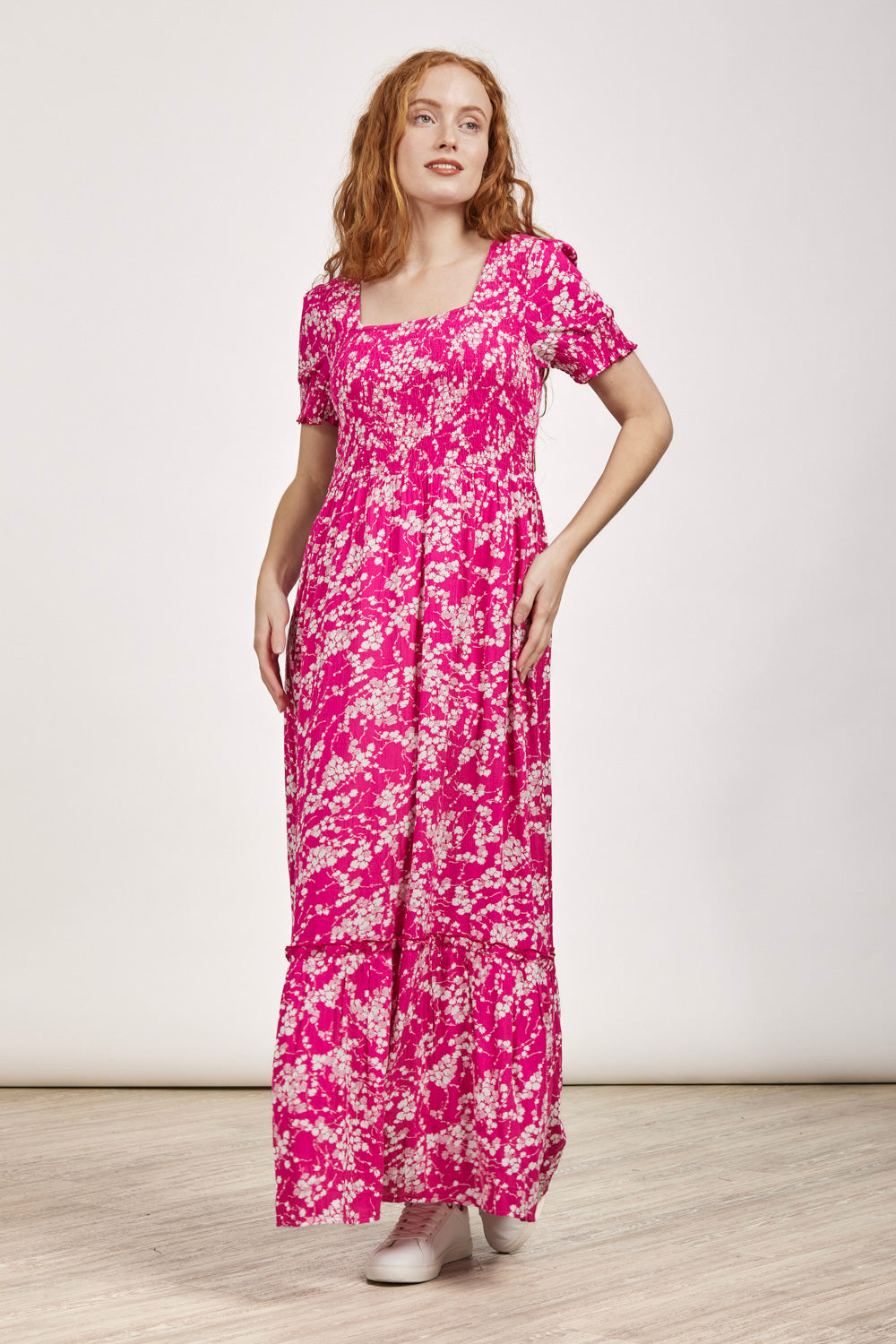Leaf Print Maxi Dress
