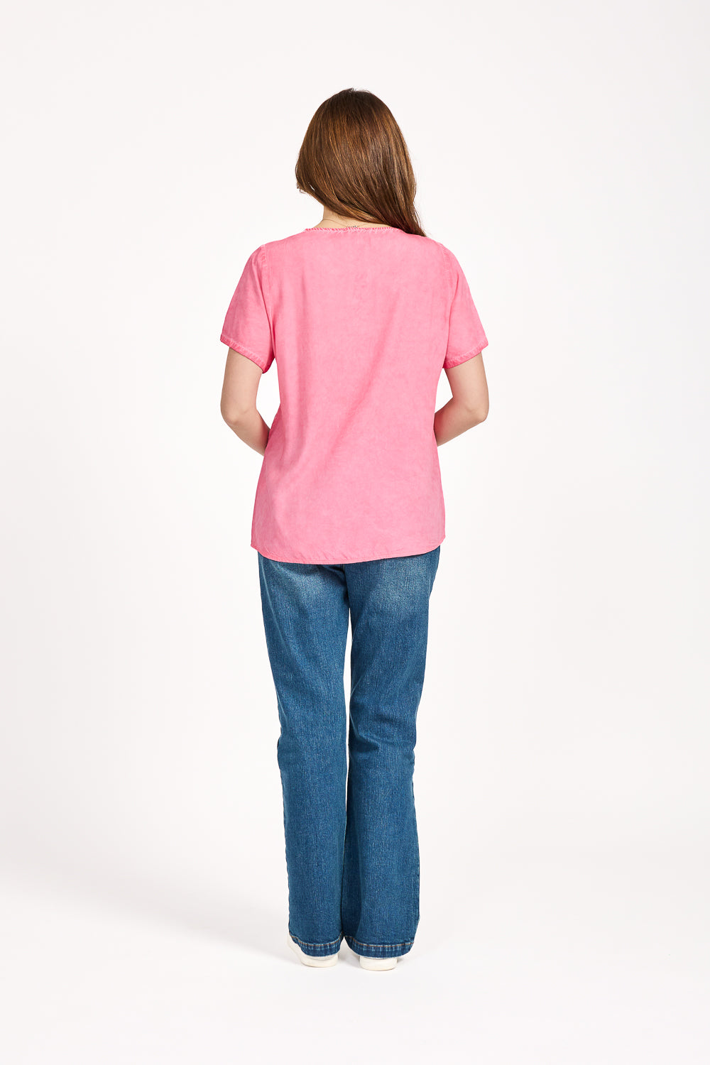 Acid Wash Embroidery Anglaise Embellished Top