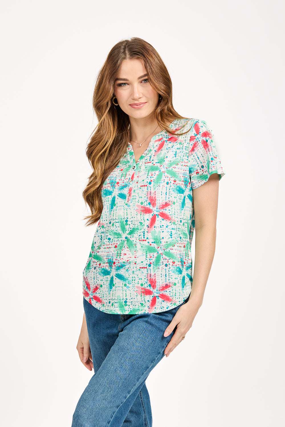 Floral Splash Print Top
