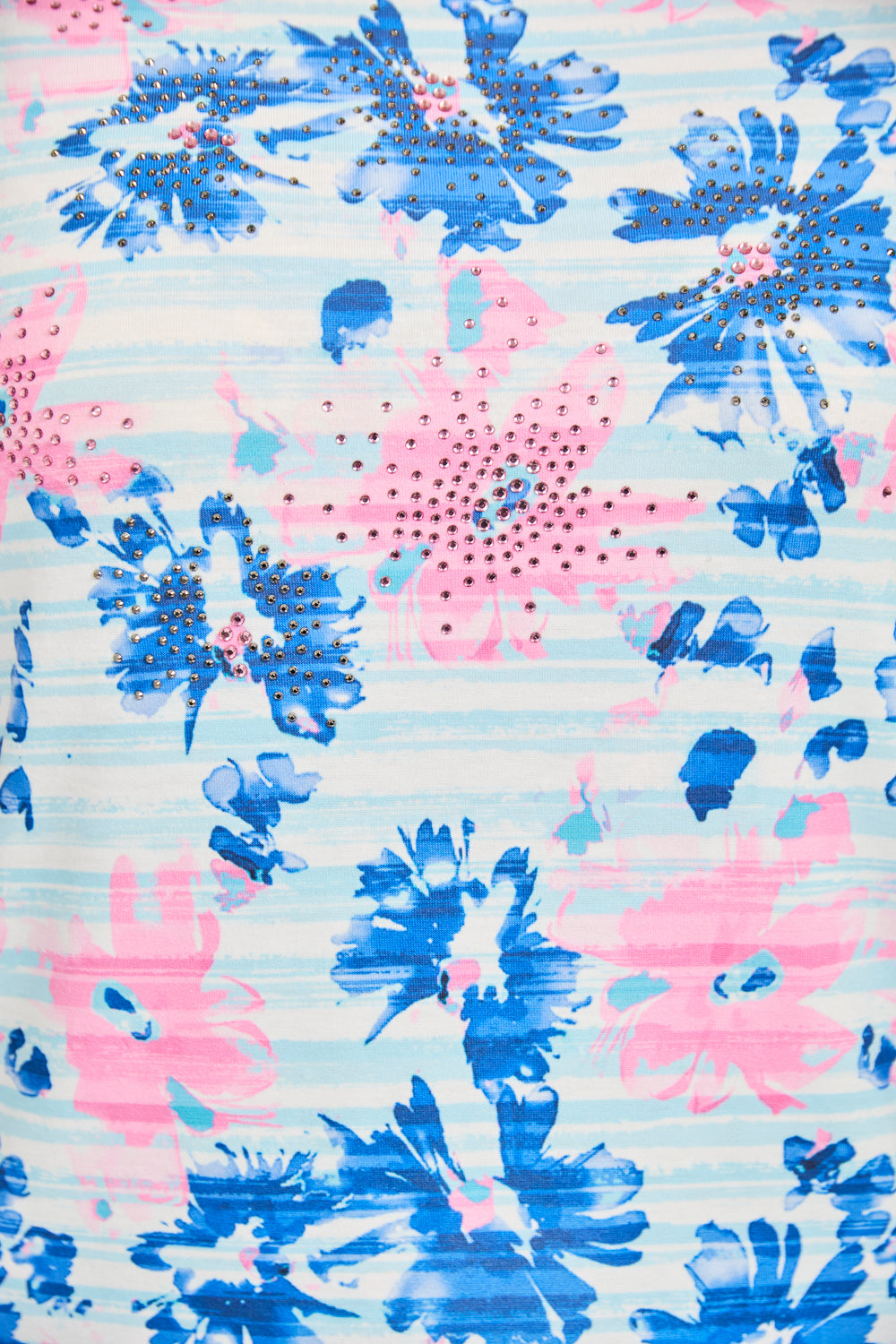 Floral Stripe Print Embellished Top