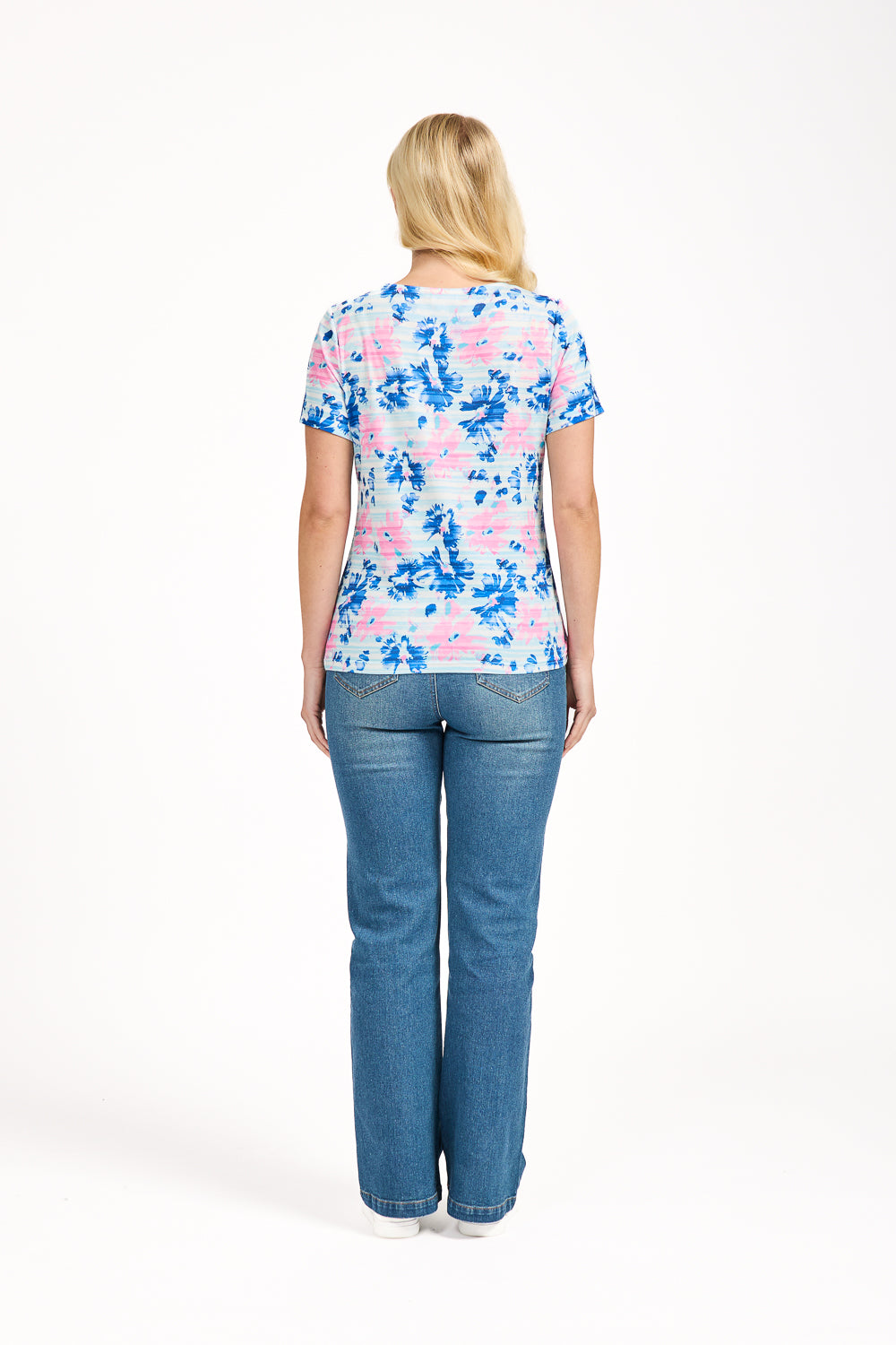 Floral Stripe Print Embellished Top