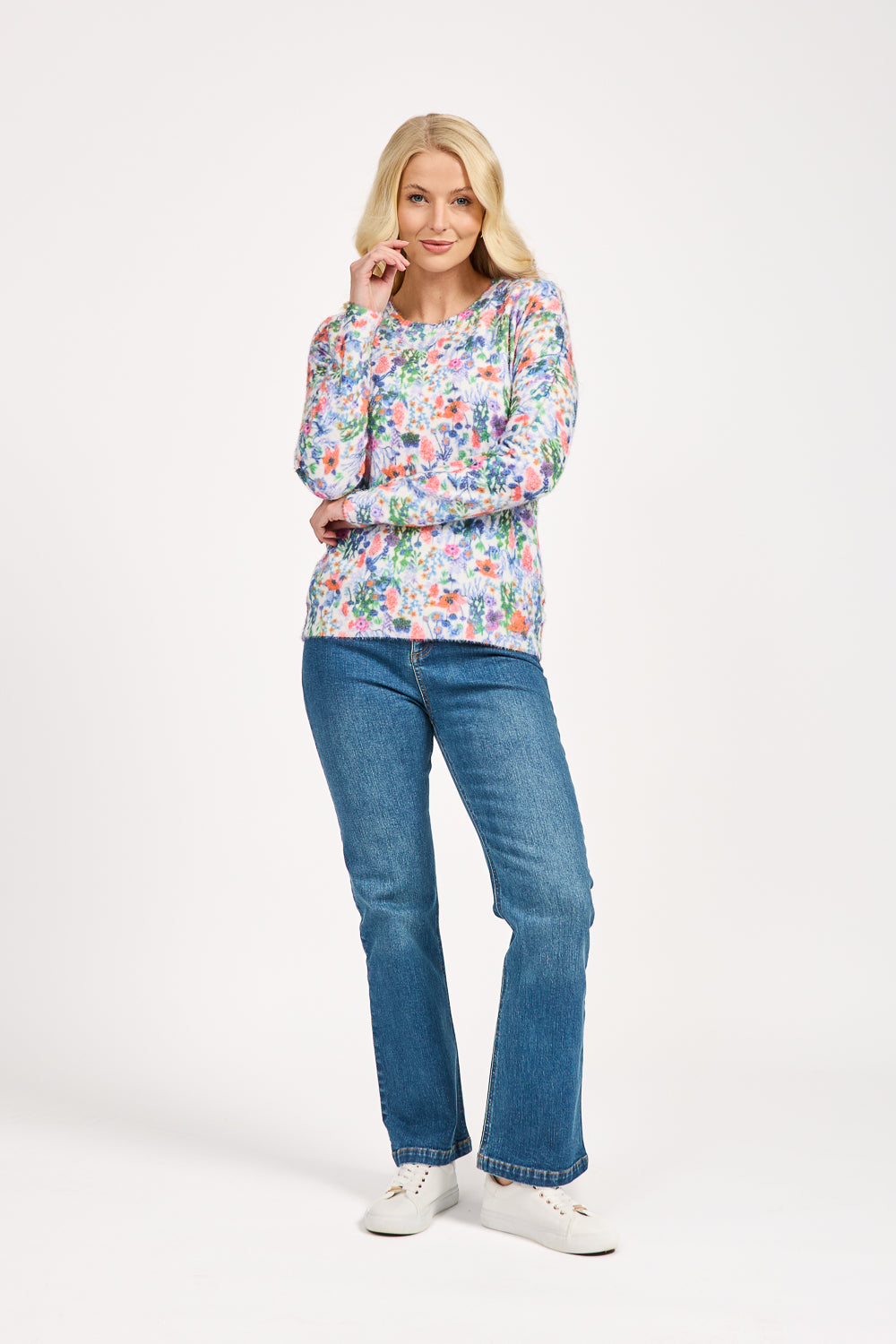Floral Print Fluffy Jumper