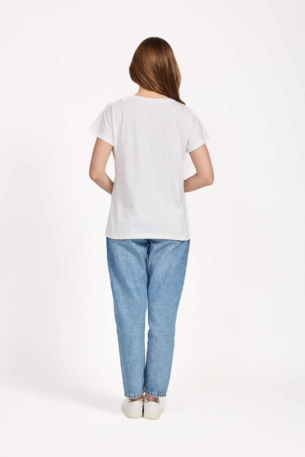 Embellished Glitter Leaf Print Top