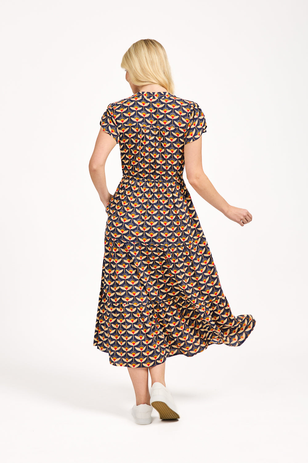 Floral Print Tie Front Midi Dress