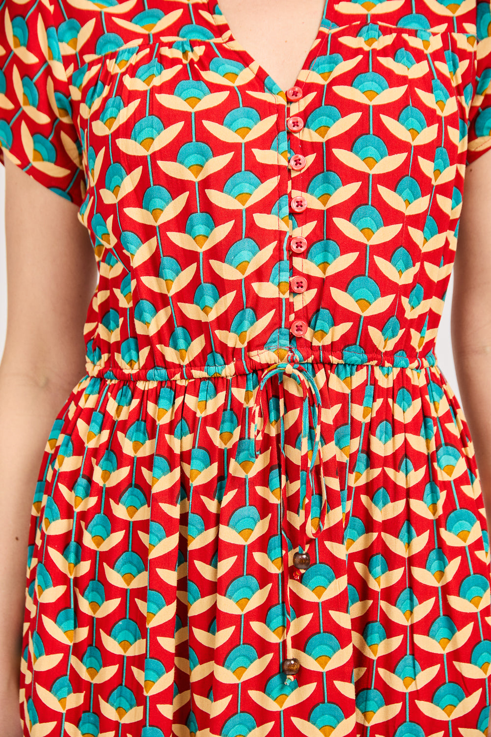 Floral Print Tie Front Midi Dress