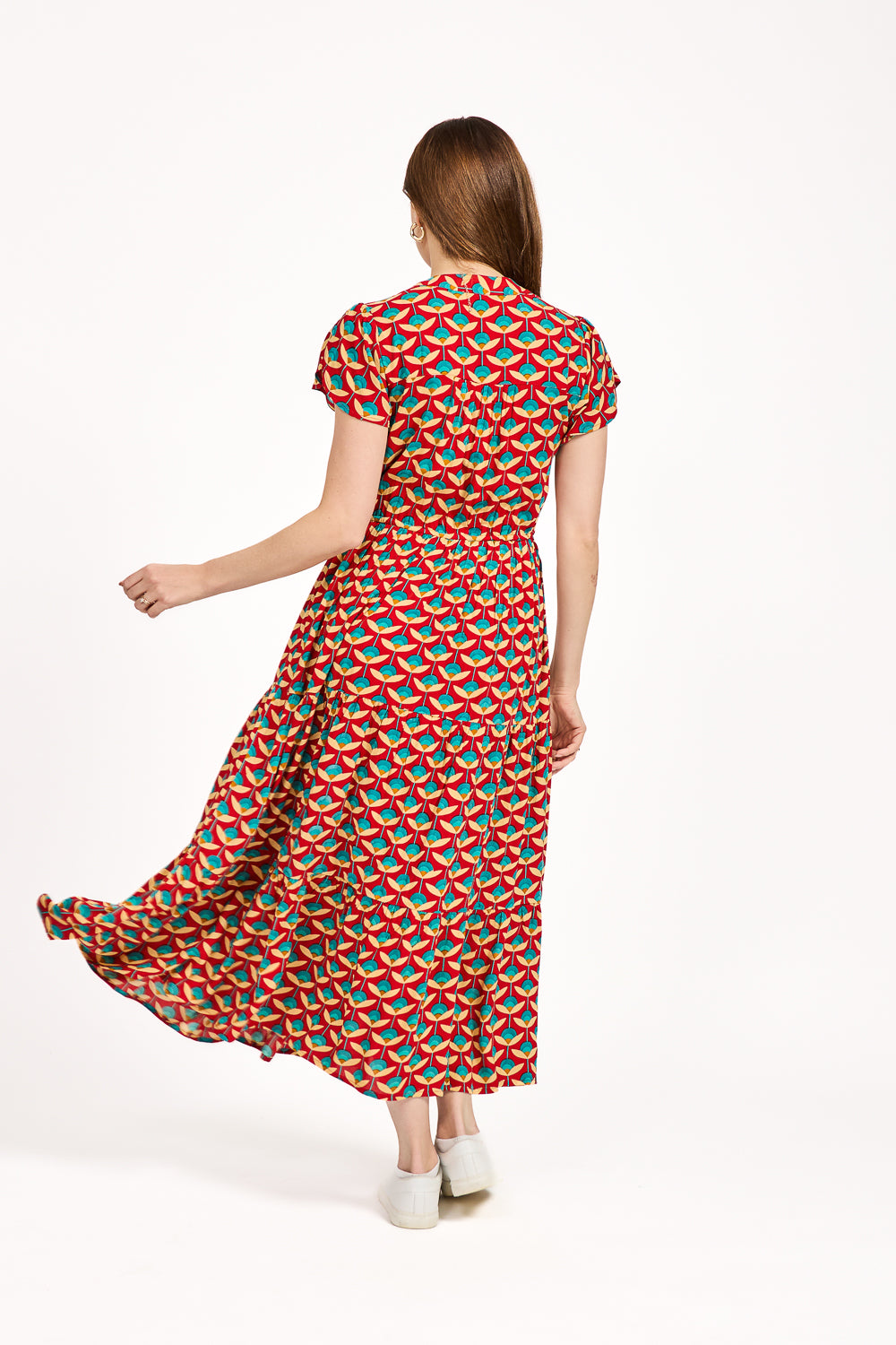 Floral Print Tie Front Midi Dress