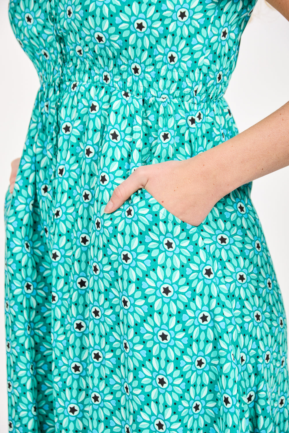 Daisy Print Flared Midi Dress