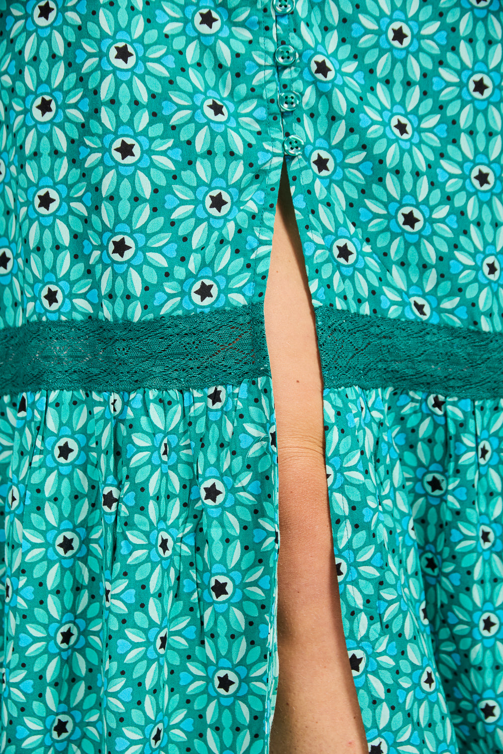 Daisy Print Flared Midi Dress