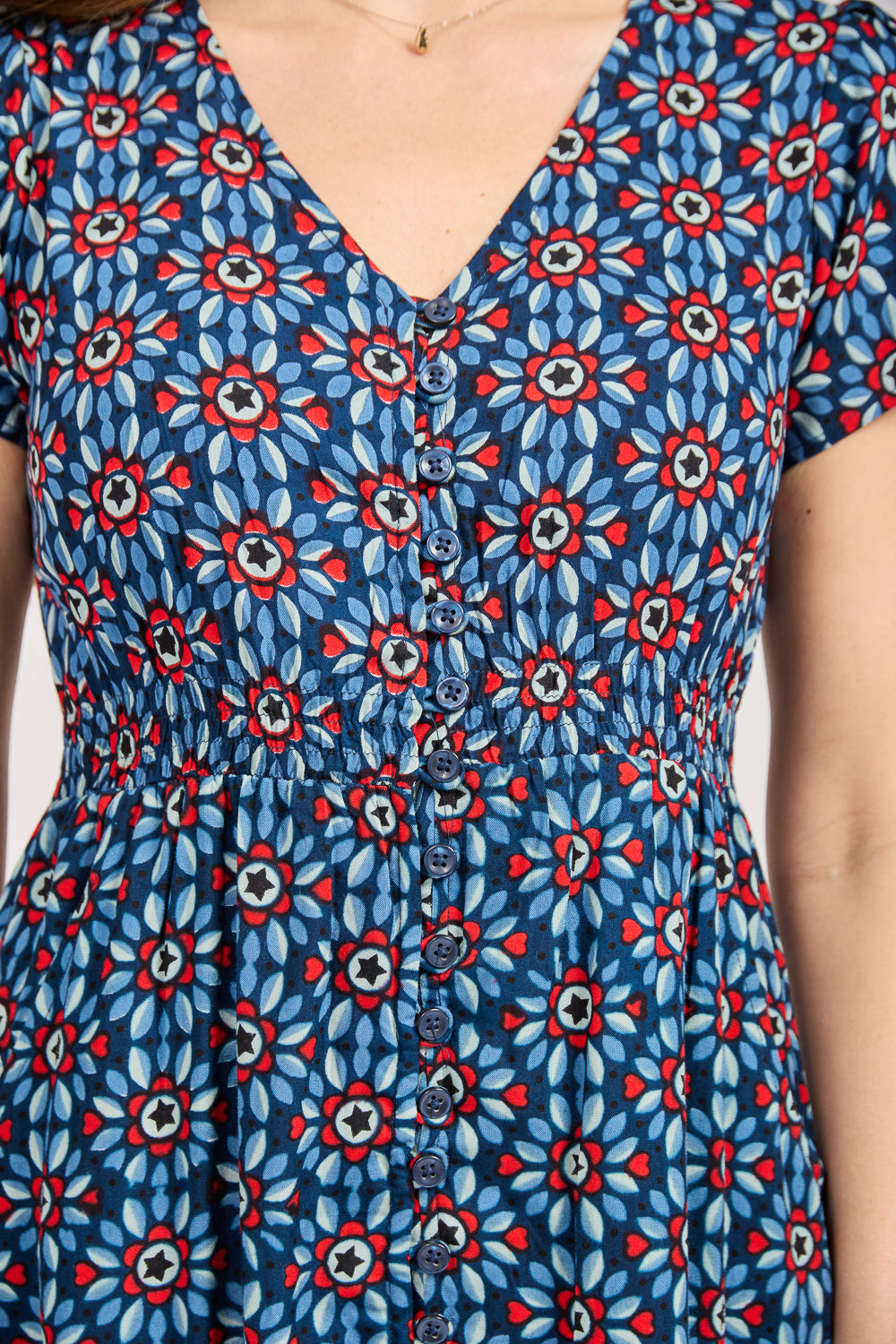 Daisy Print Flared Midi Dress