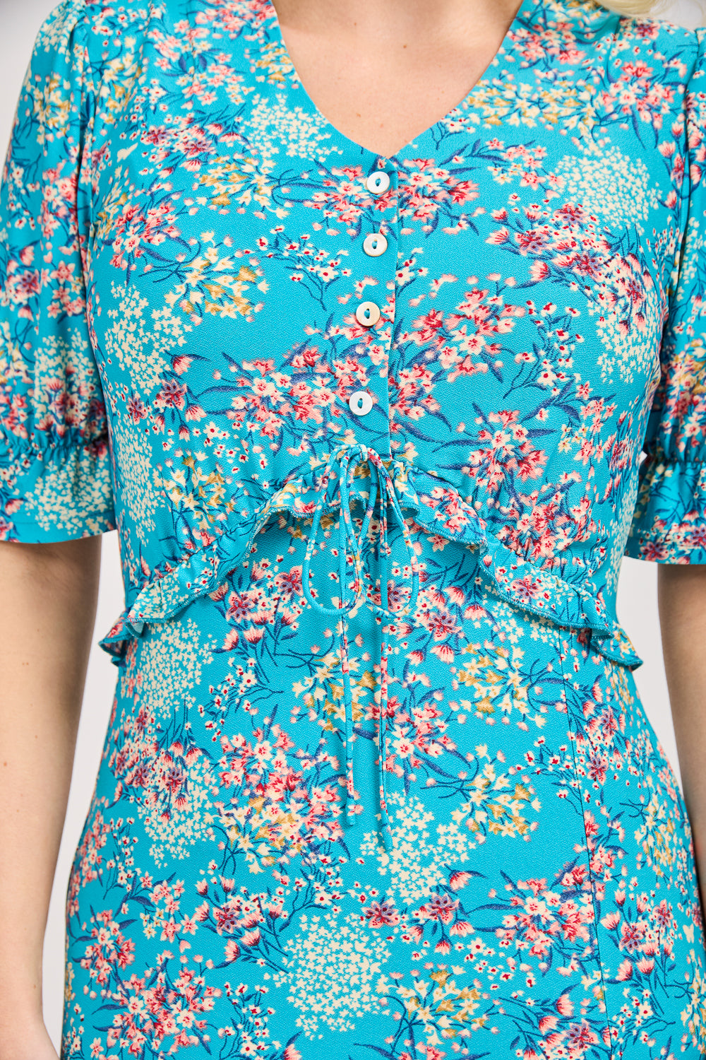 Ditsy Print Tie Front Dress