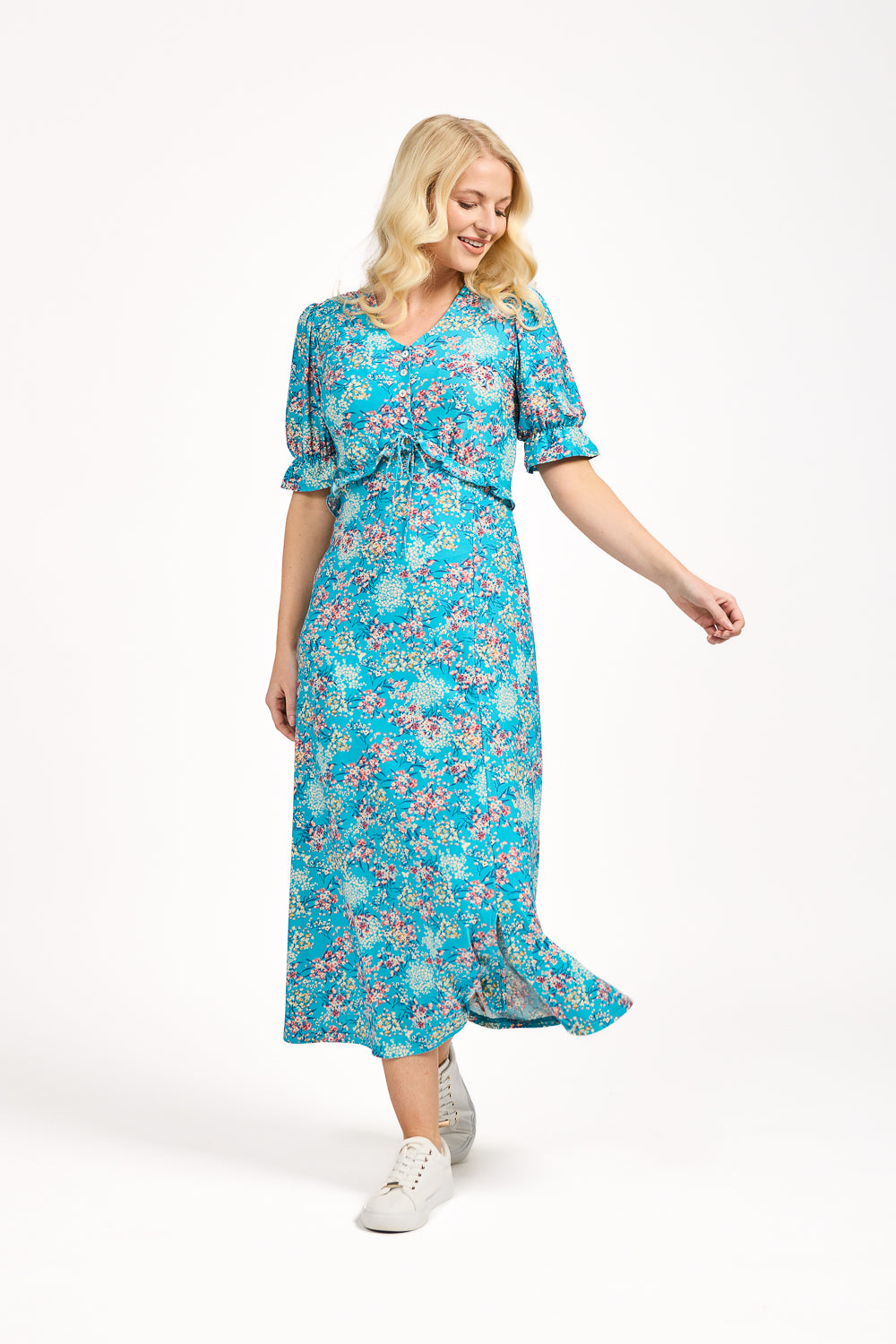 Ditsy Print Tie Front Dress